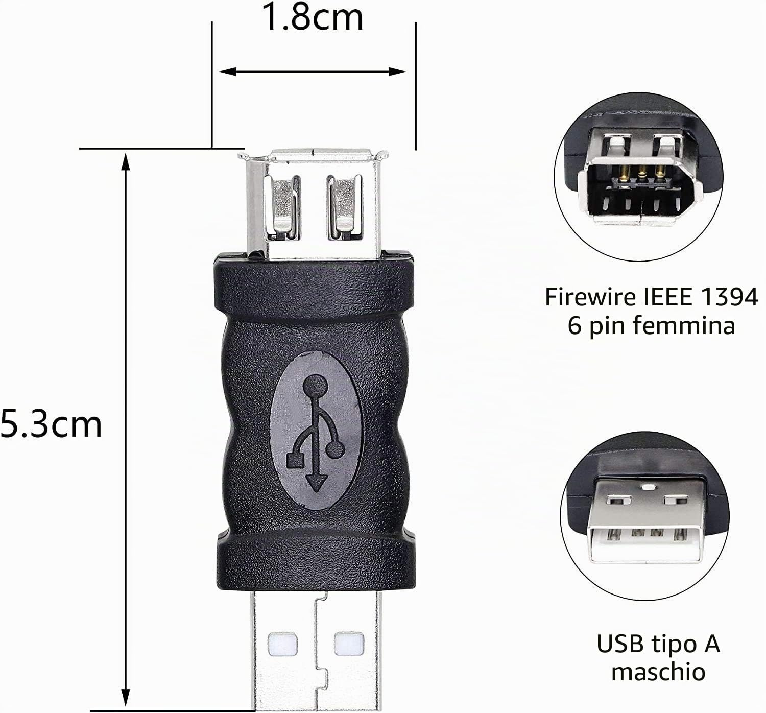 Adattatore USB A 6pin a Firewire IEEE 1394 6P Pin Femmina