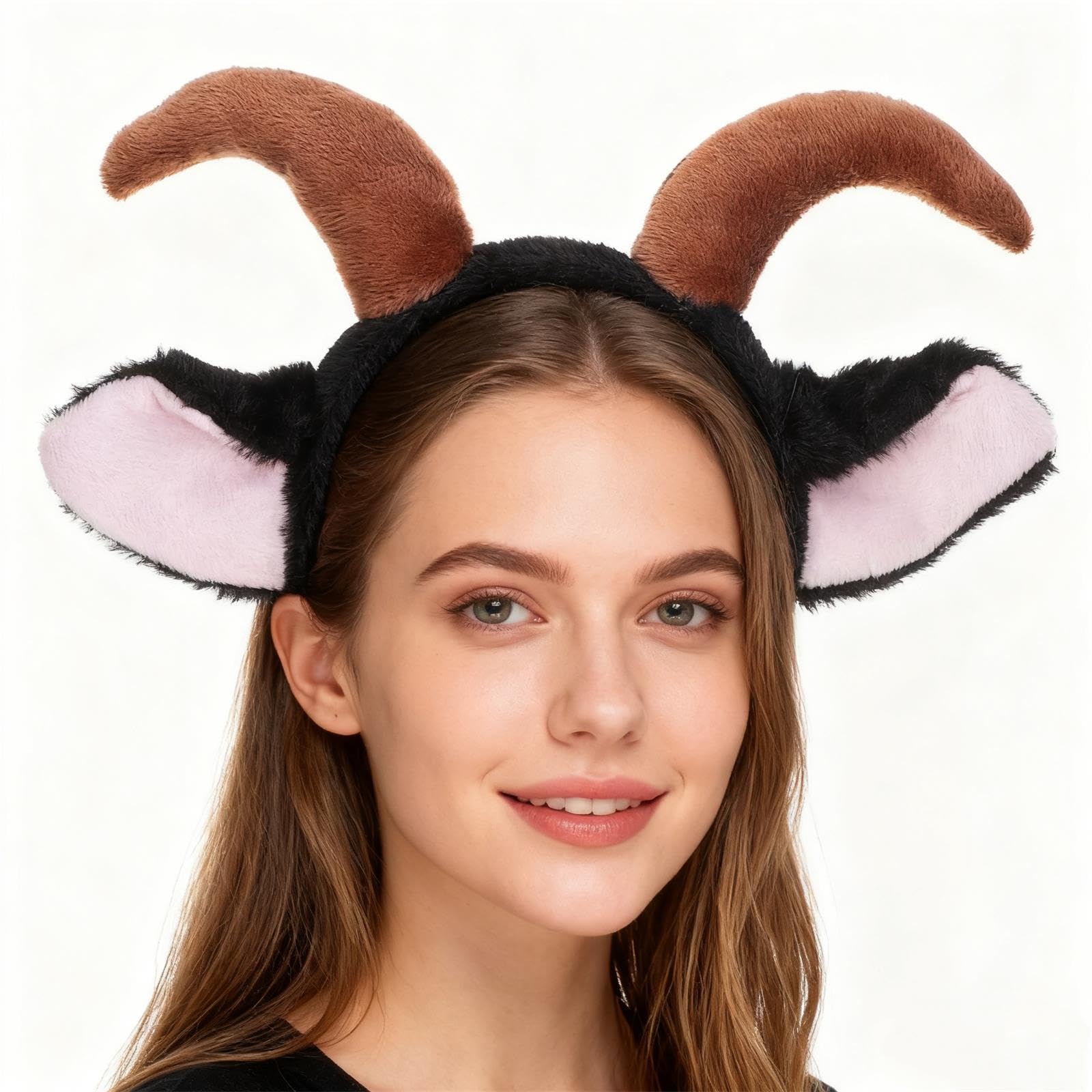 Didiseaon Sheep Ears Headband: Cartoon Animal Hairband Cute Lamb Ears Headband Plush Headpiece for Women Kids for Halloween Party and Dress-up