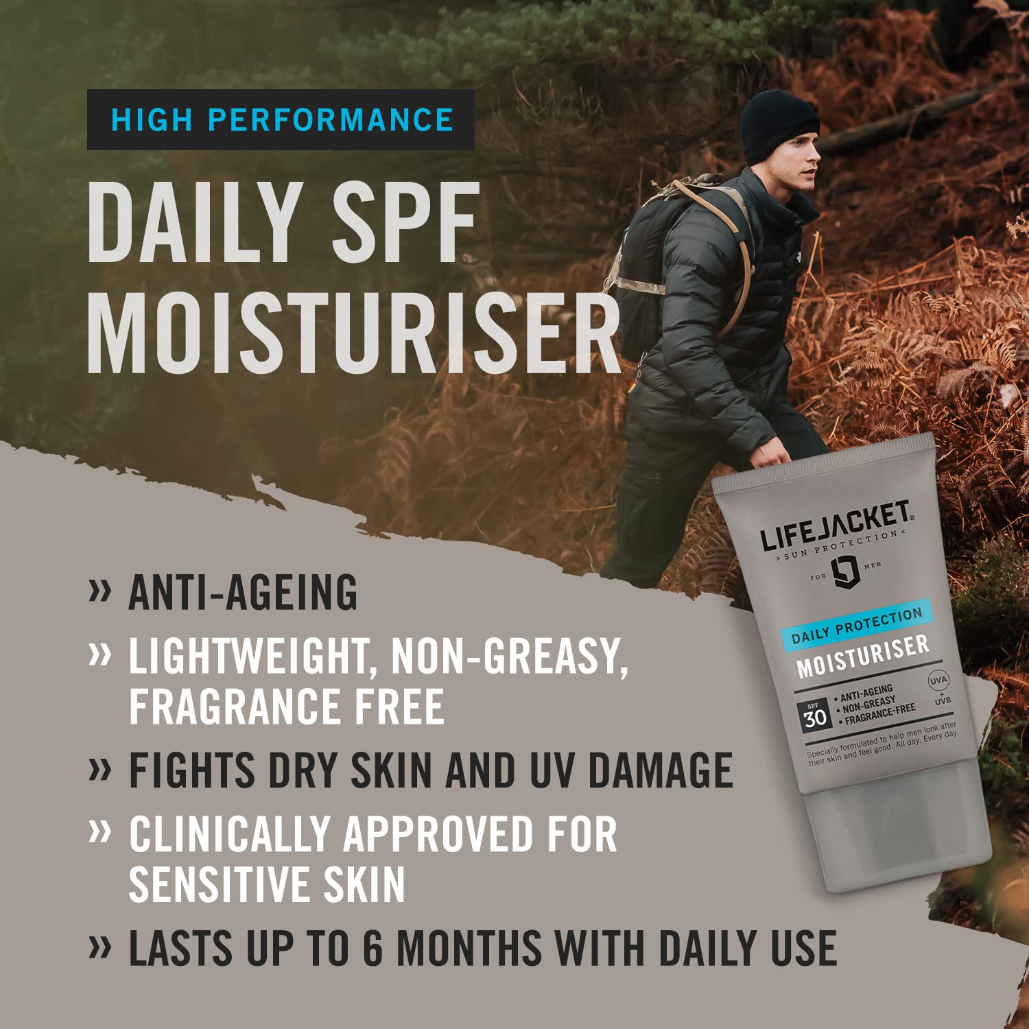 LifeJacket Daily Protection Set, SPF30 Moisturiser, Repair Hydration Face Cream - Image 2