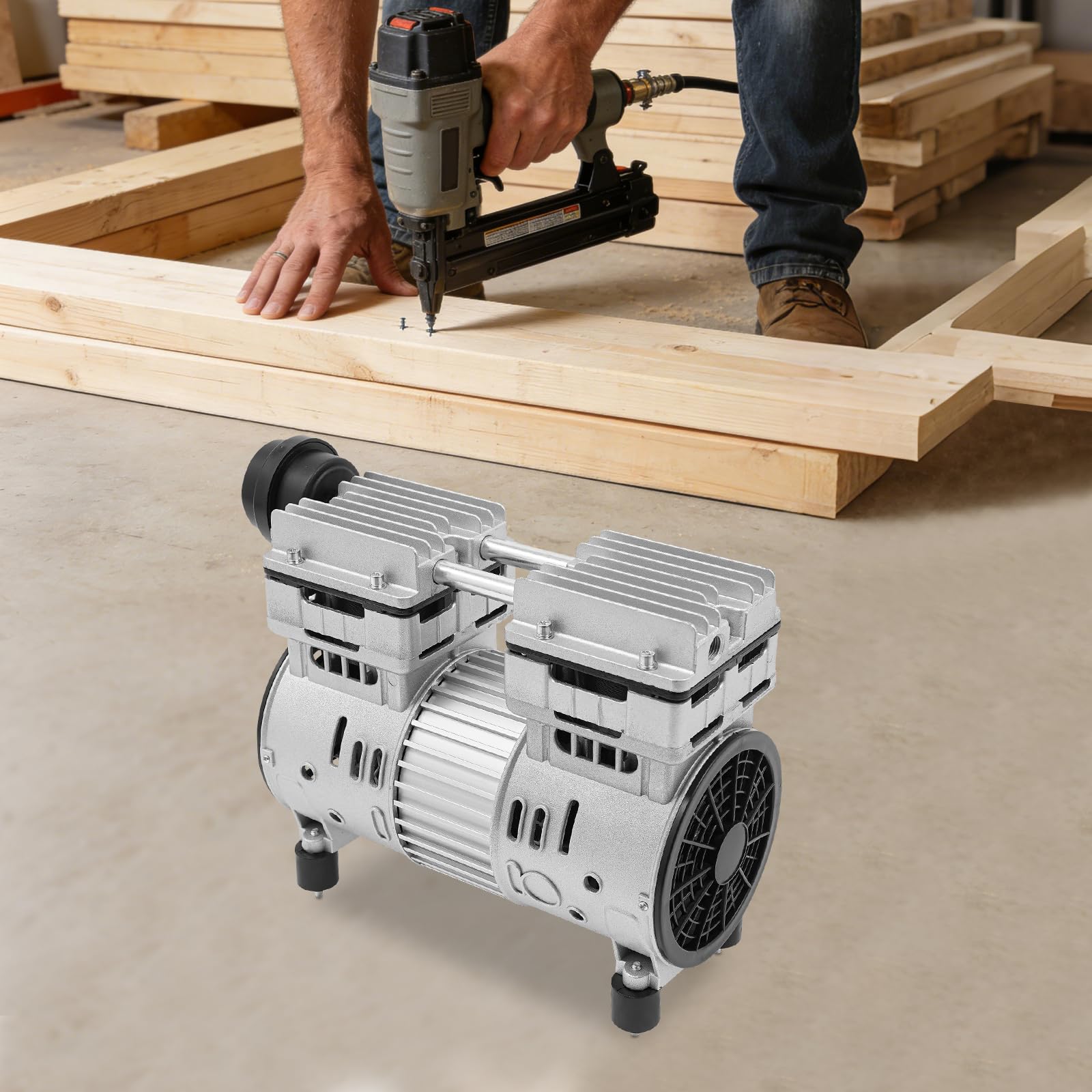 Bezolejowa głowica sprężarki 750 W 8 bar 125 l/min do warsztatu 220 V