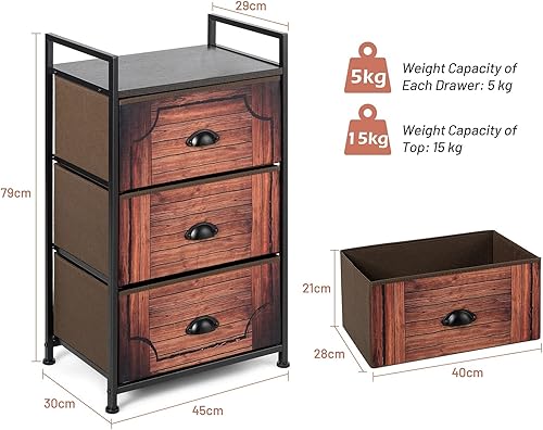 Safeplus Organizador de almacenamiento de tela para cajones, estantes de armario de 3 cajones, marco de metal resistente con parte superior de