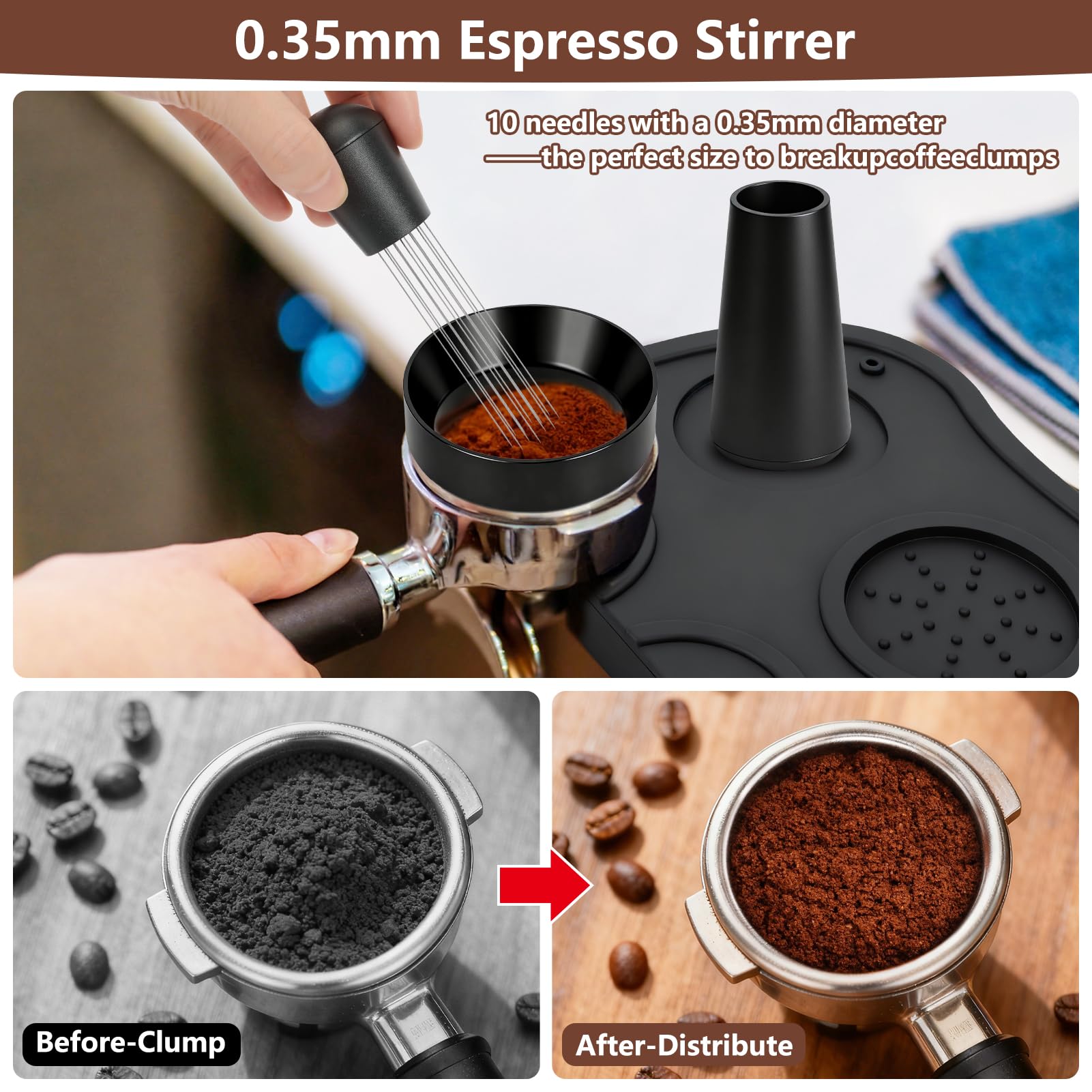 Y-Step Accesorios para soporte de tamiz, accesorios barista de 51 mm, incluye distribuidor de café y tamper nivelador, herramienta WDT, anillo dosificador y alfombrilla tamper de silicona, set