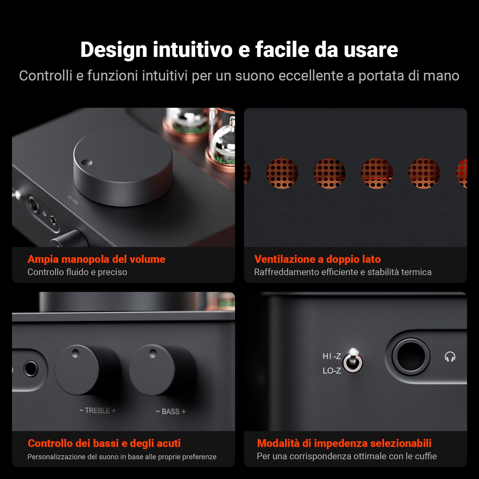 Fosi Audio GR70 Preamplificatore Cuffie a Valvole, Autentica Amplificazione a Valvole con Vuoto, Mini Preamplificatore HiFi per l'audio Domestico, Jack 3,5/6,35 mm, Supporto di 16-300 ohm di Impedenza