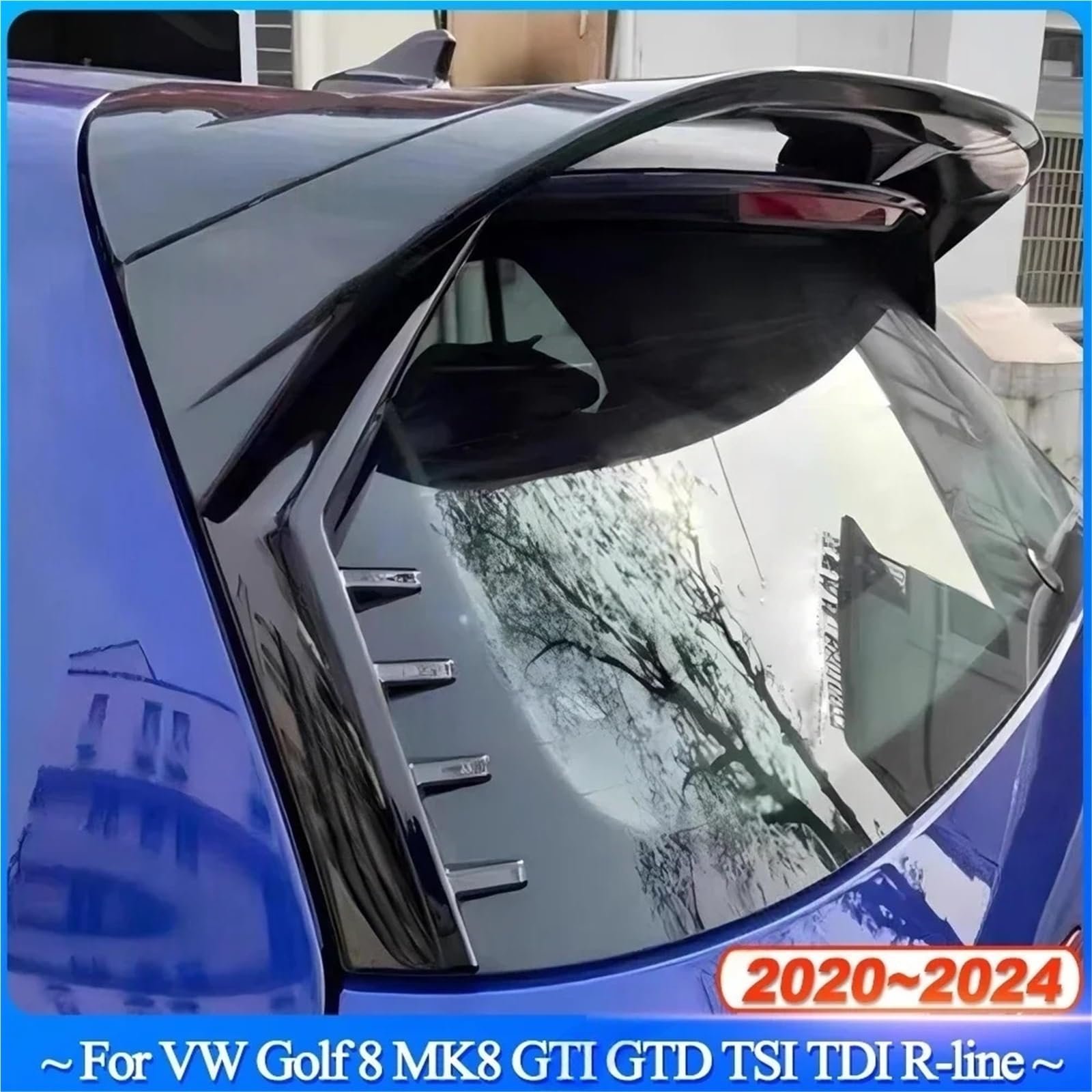 Kompatybilny z VW 2020 2021 2022 2023 2024+ Golf 8 MK8 GTI GTD TSI TDI R-line czarny błyszczący tylny szyba samochodu boczne skrzydło spojlera dyfuzor tapicerka(Carbon Look)