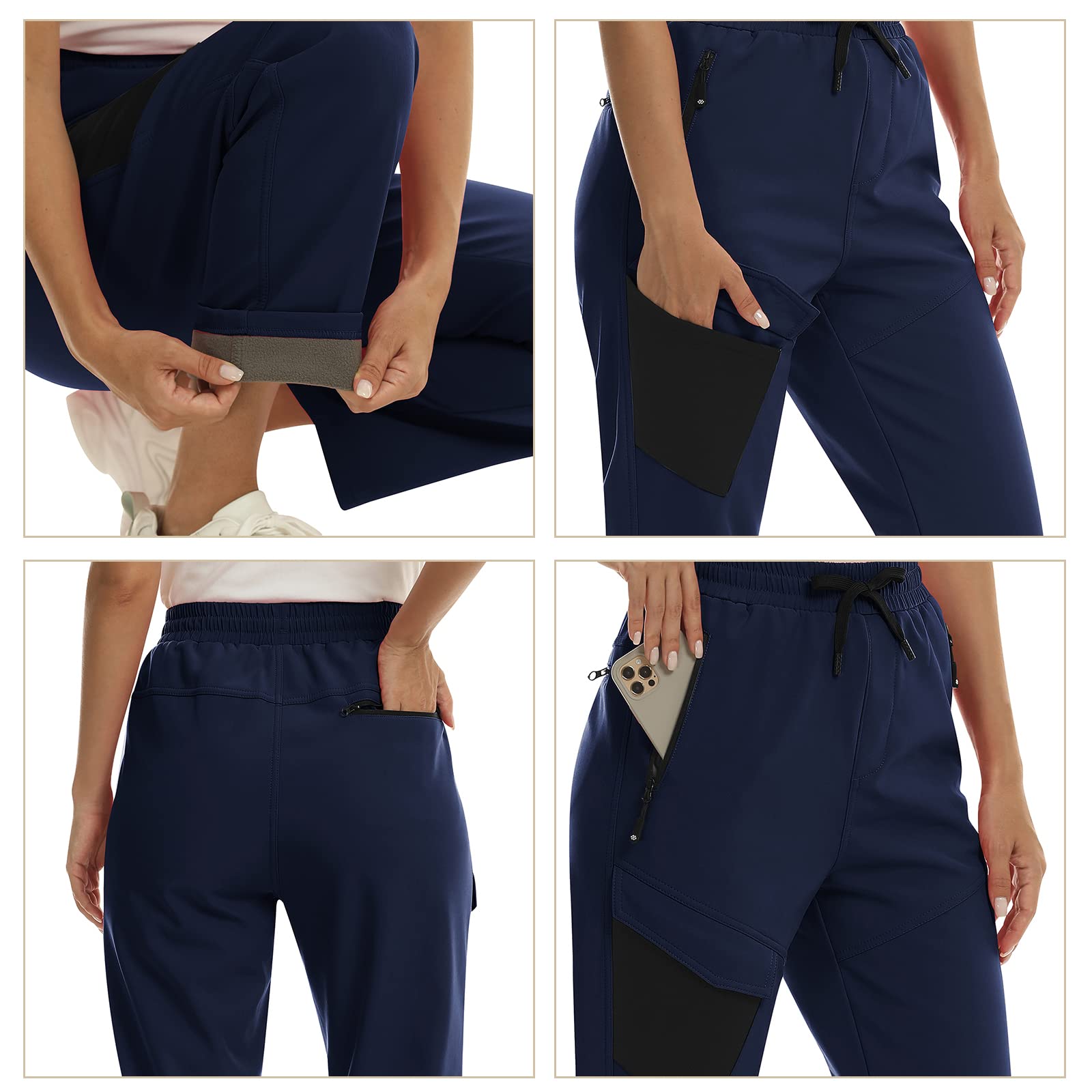 MoFiz Damen Wanderhose Skihose Softshellhose Outdoorhose Thermohose Winddichte Berghose Arbeitshose für Winter