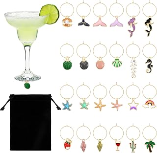 24PCS Wine Charms for Stem Glasses Wine Glass Charms Beach Themed Party Wedding Reception Summer Christmas Decorations Tasting Party Supplies