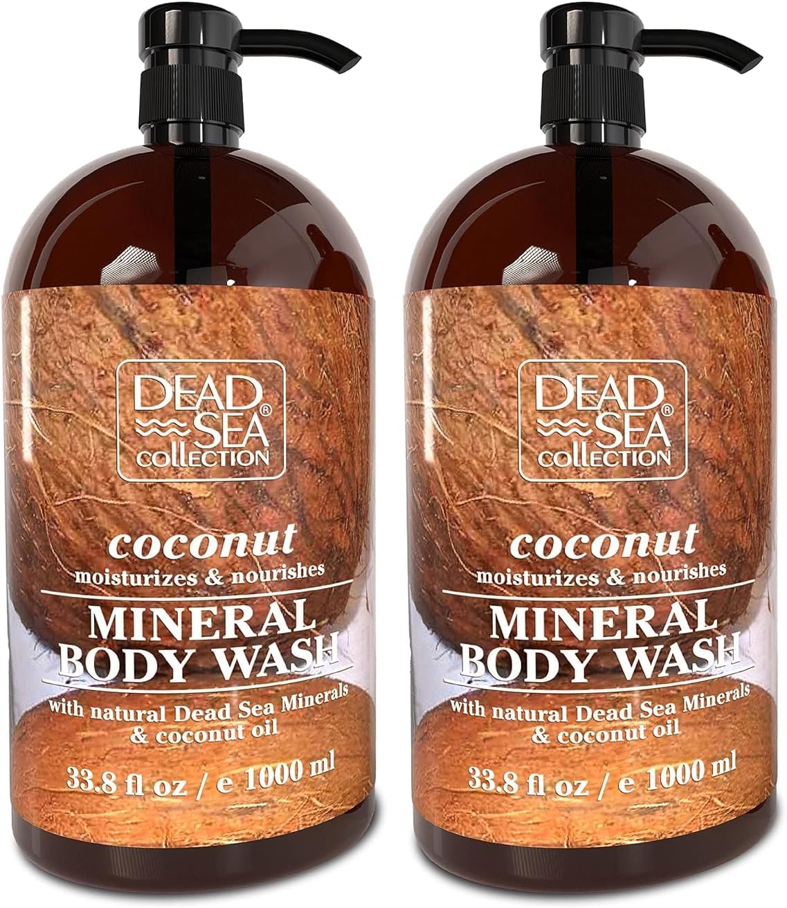 Shower Gel for Women and Men - Body Wash with Pure Dead Sea Minerals and Coconut Oil - Cleanses and Moisturises Skin - Pack of 2 (1000 ml. each)