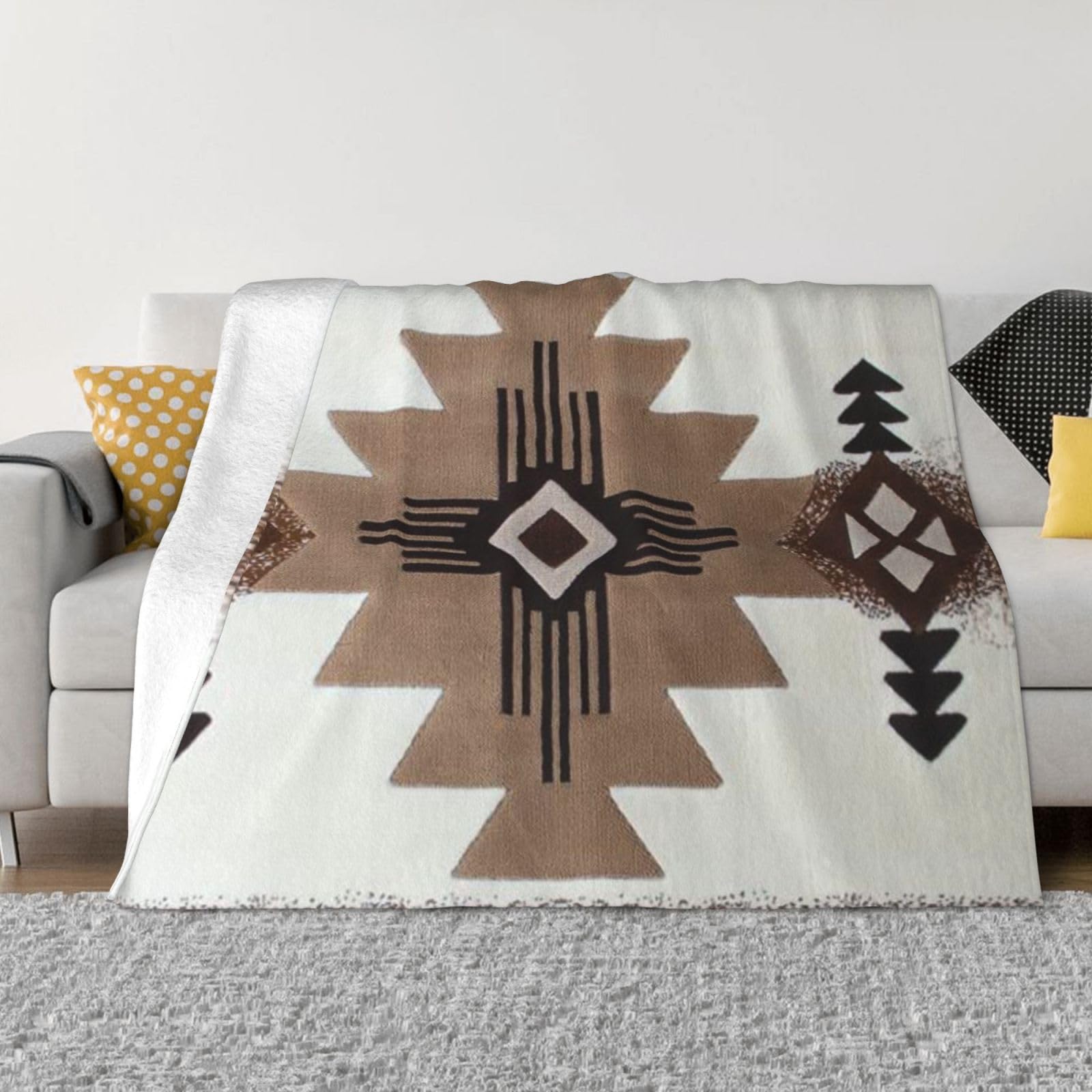 FodPand Native American Fleece Blanket 50"x40" Lightweight Warm Throw Blanket for Bed Couch Cozy Air Conditioning Quilt All Seasons Decorative Fuzzy Blankets Gifts for Women Men