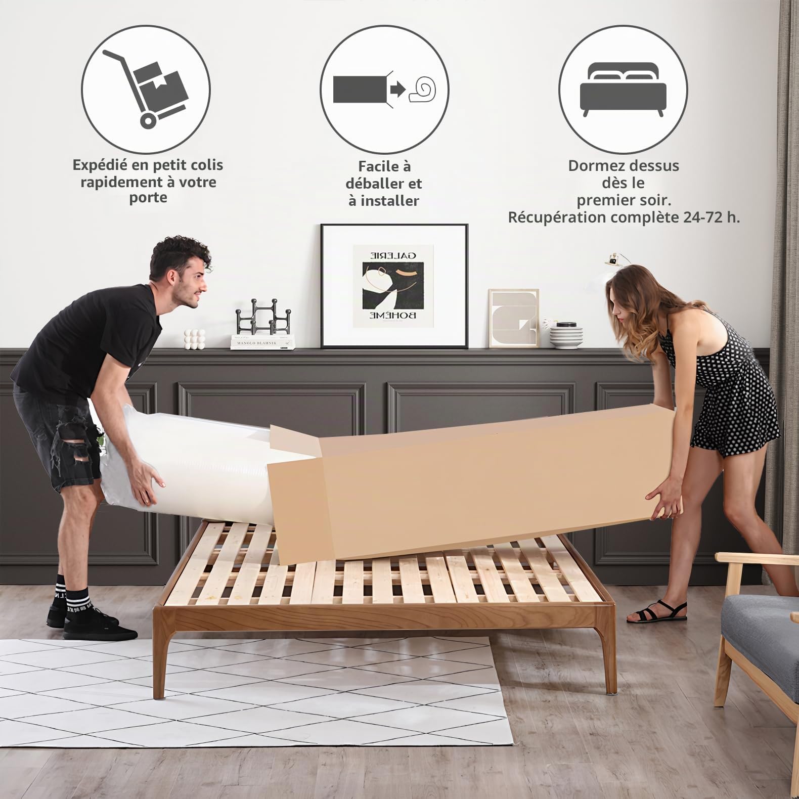 Matelas 120x200 - Épais 20 cm, Matelas Hybride en Mousse à mémoire de Forme à Ressorts ensachés, Convient aux Enfants et aux Adultes, certifié Öko-Tex, Ergonomique 7 Zones