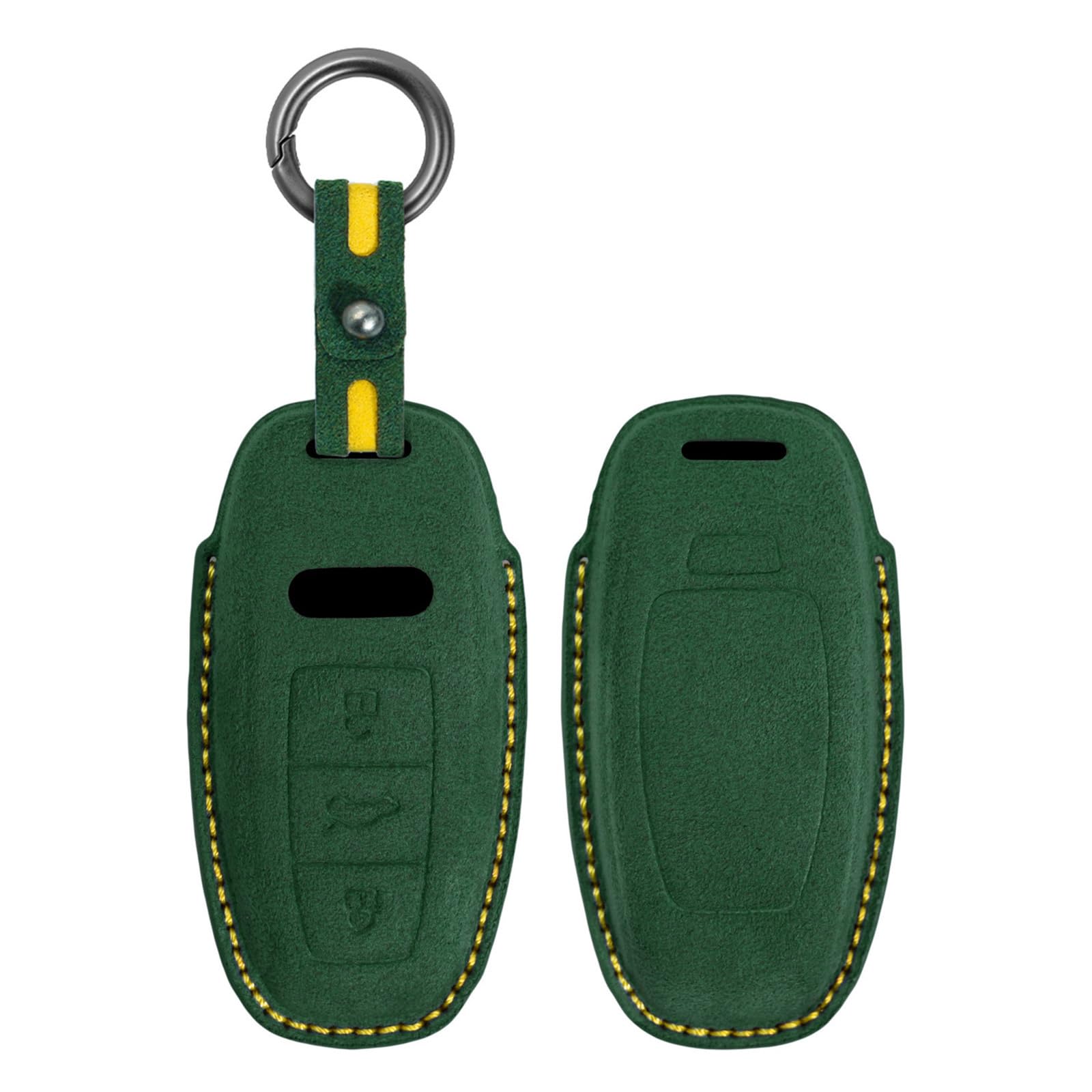 Coque clé Audi A3 A8 en cuir véritable vert protection premium luxe - 8