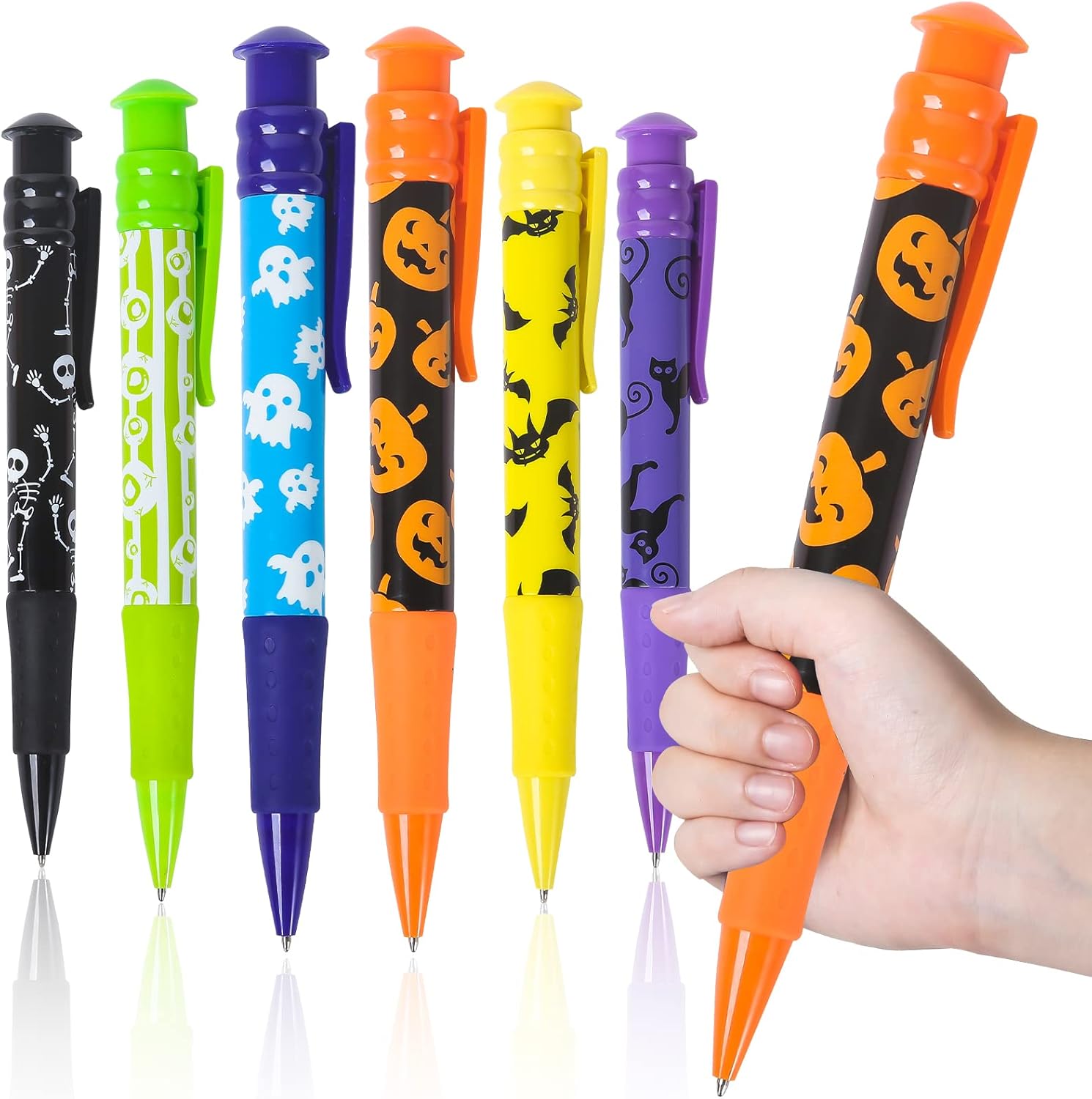 Letapapa Halloween Party Favor for Kids, 24 Pcs Halloween Jumbo Pens in 6 Designs, Halloween Toys, Goodie Bag Stuffers Fillers, Trick or Treat, School Classroom Rewards 24PACK