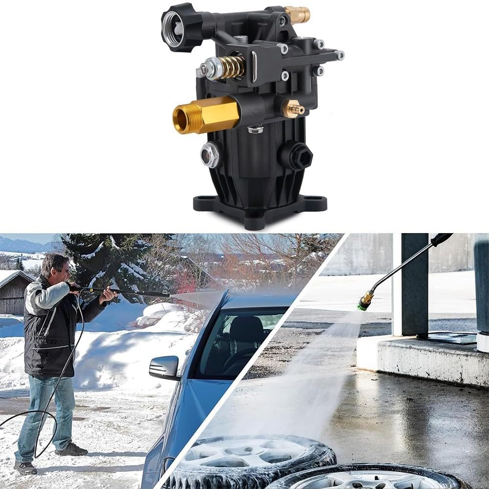 Pompe horizontale pour nettoyeur haute pression avec arbre de 1,9 cm 3300 PSI 2,5 GPM Pompe à eau en métal de rechange pour nettoyeur haute pression