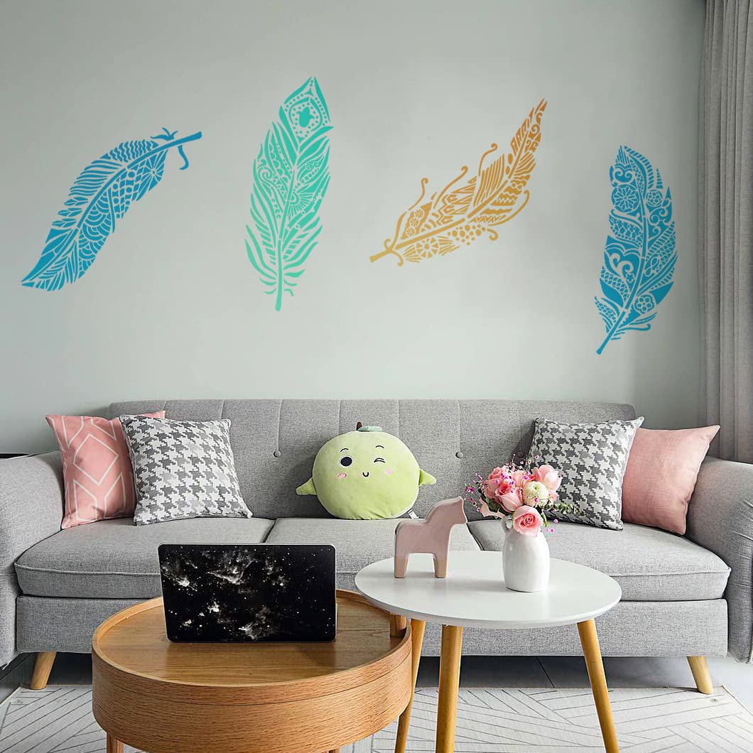 Rolin Roly 9Stuks Stencils Schilderen Sjablonen Bloemen Stencils Herbruikbare Mandala Stencils Bloem Schilderij Sjabloon Vloer Muur Tegel Stof Scrapbook DIY Decor (Flowers