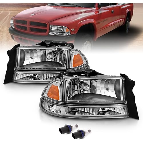 AmeriLite Chrome Replacement Headlights Corner/Parking Sets For Dodge Dakota/Durango Driver and Passenger Side