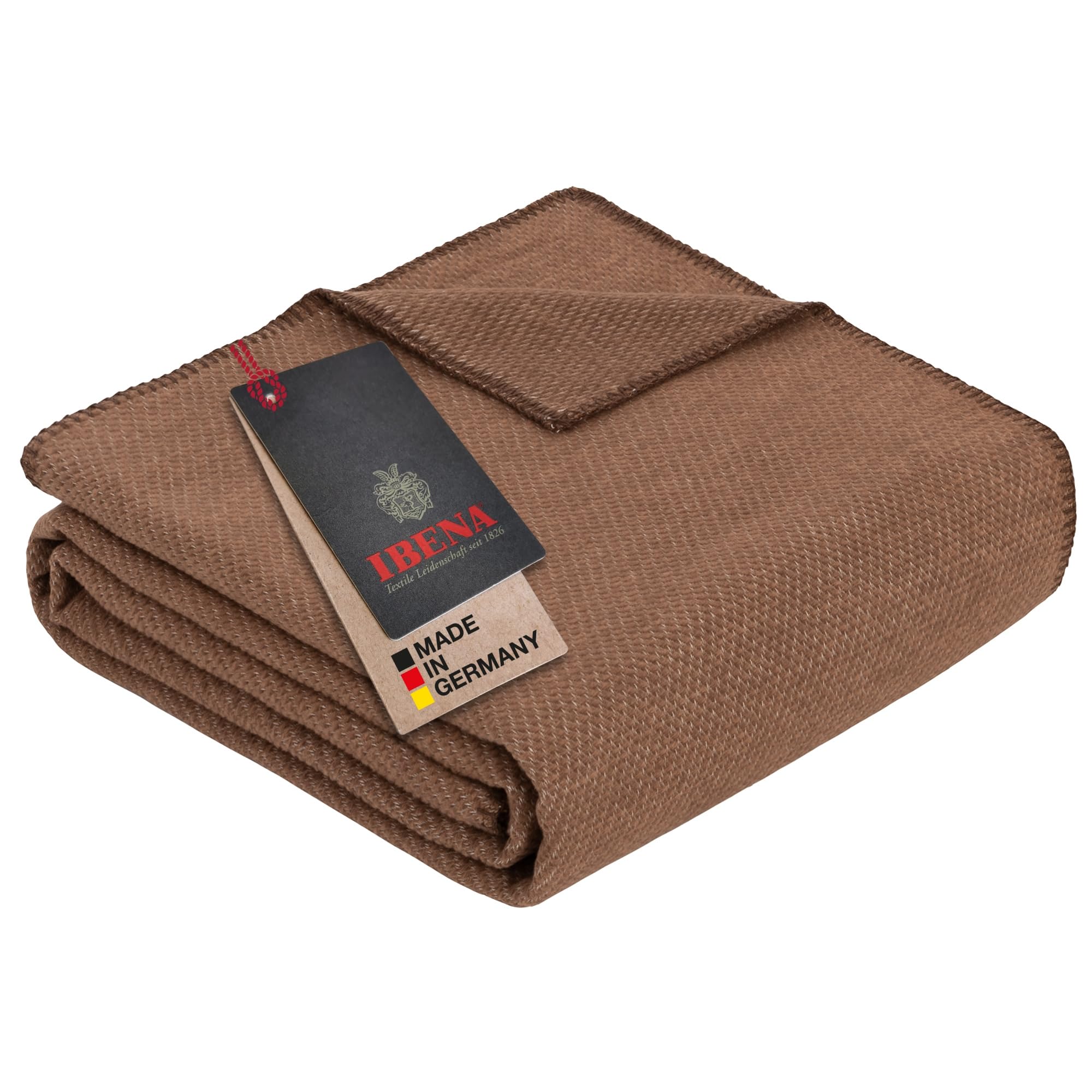 Ibena Charlotte Bio Strickdecke 140x200 cm - 100% Baumwolle, Made in Germany, Baumwolldecke mit Struktur braun