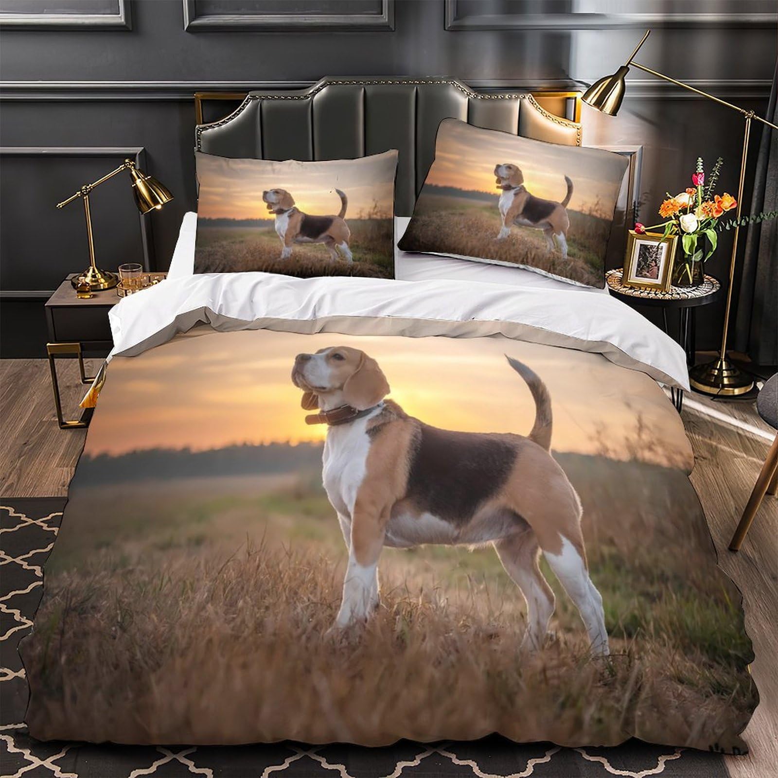 Housse de couette scène de plage anti-acariens 220x240cm avec zip pour lit King confortable