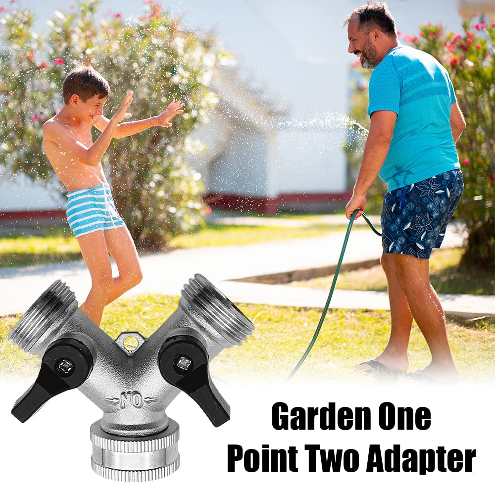 Messing Gartenschlauch Verteiler 3/4 Zoll – 2-Wege Y-Verteiler Mit Unabhängigen Schaltern, Inkl. Adapter