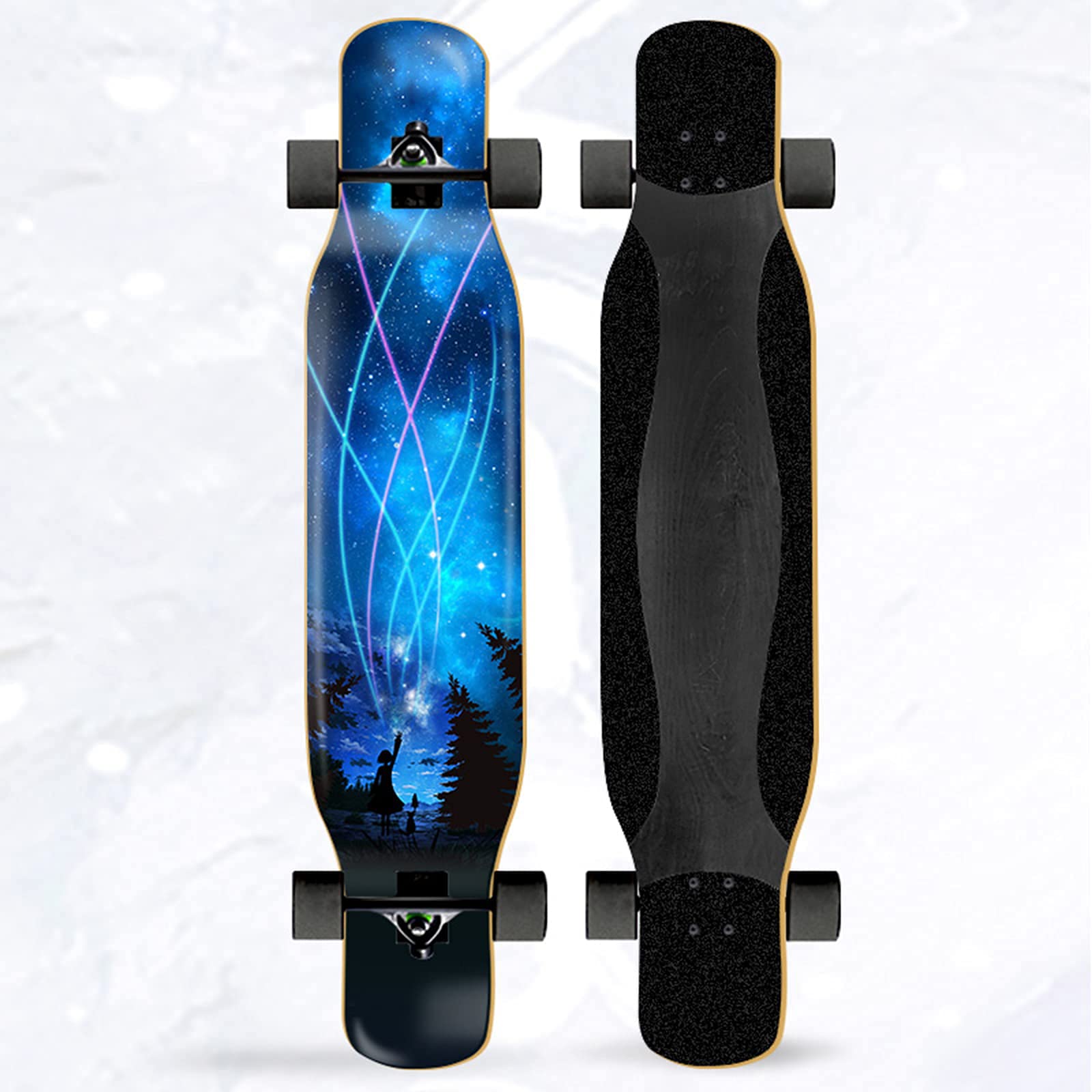 Longboard Dancing 47 Pouces Maple Deck Complete Débutant Cruiser Planche À roulettes,Adultes Enfants Jeunes Professionnels Girls Boys Rétro Pro Complète Skateboard,Rouge