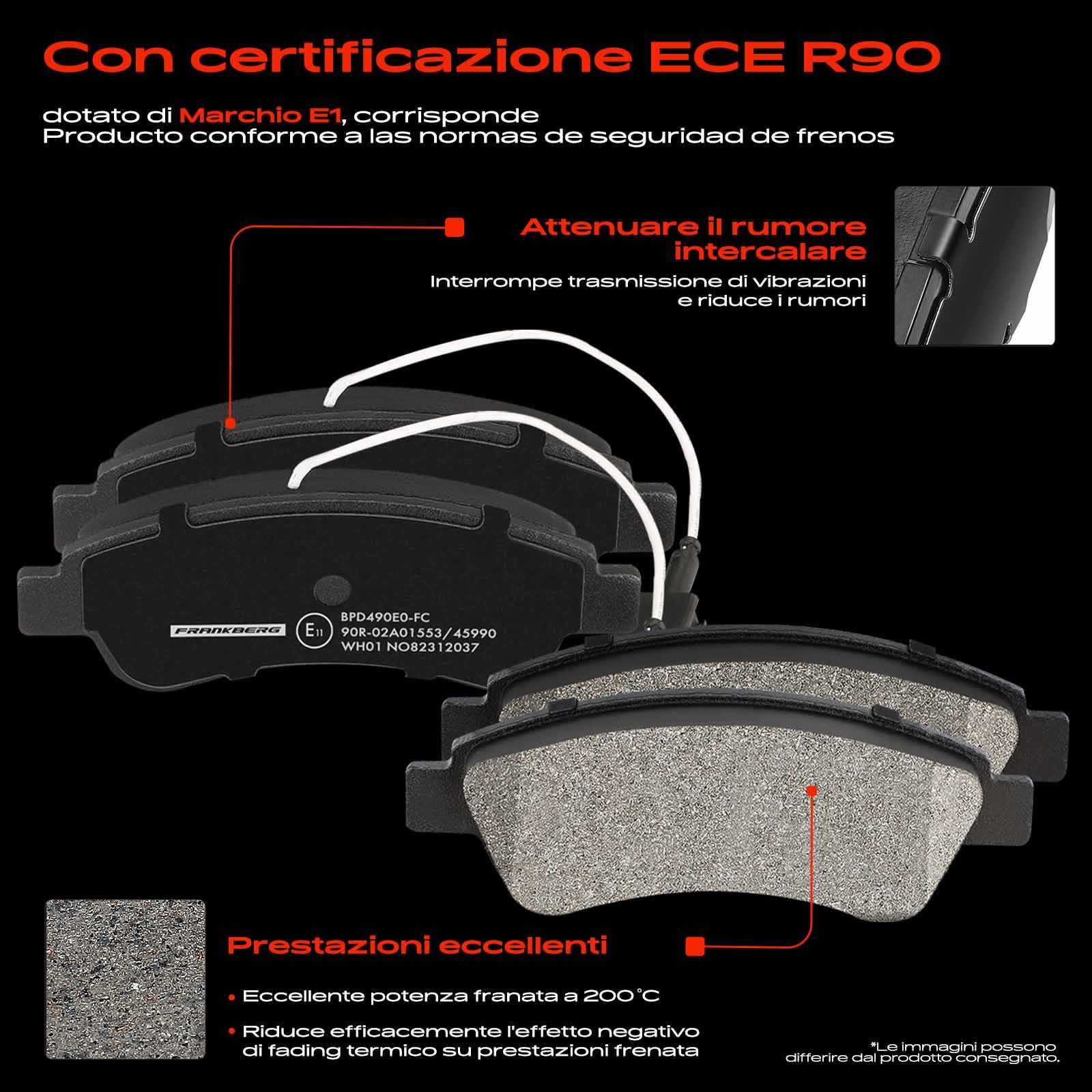 Frankberg 1 set freni incl. 2 dischi freno + 4 pastiglie freno posteriori