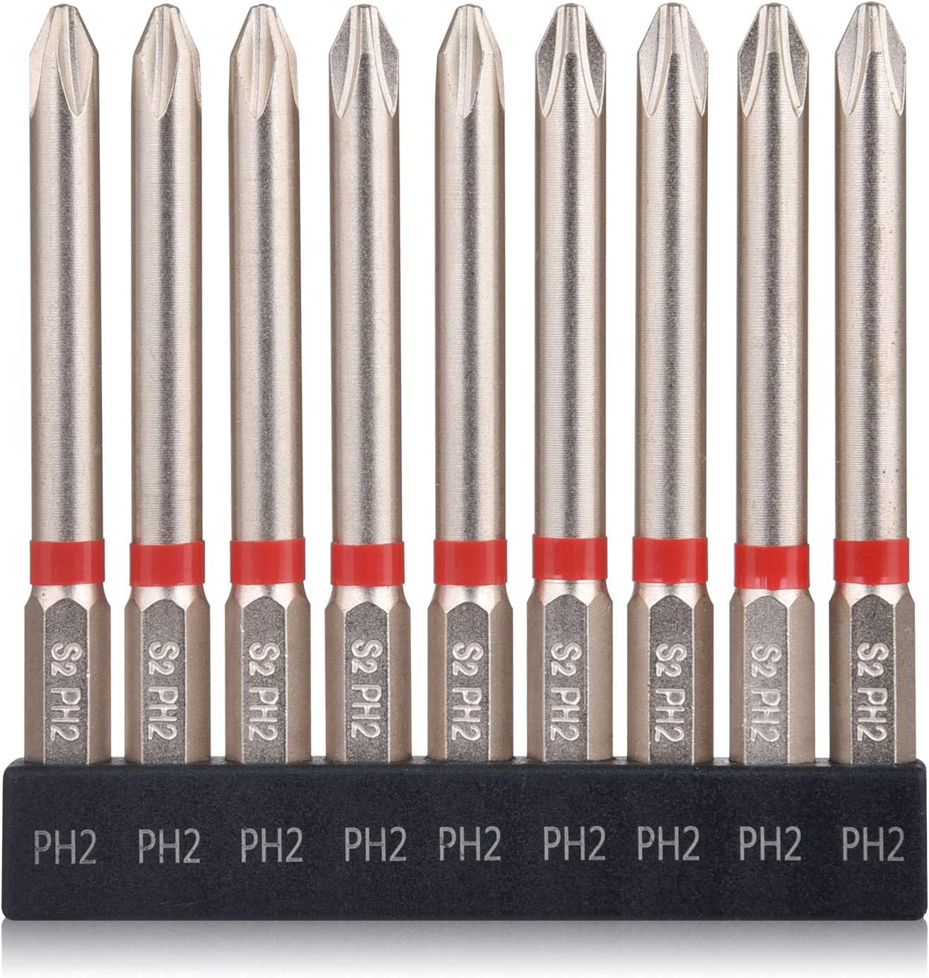 GreaTalent 9PCS S2 Steel Phillips PH2 Impact Driver Bit Set 3inch Screwdriver Bit Set, Impact Rated, 1/4" Hex Shank Magnetic