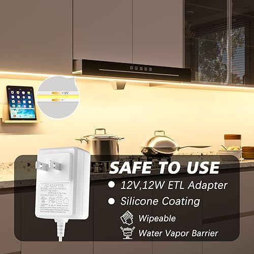 Miniatura 10 de WOBANE Kit de iluminación para debajo del gabinete, barra de luces LED negras, luces debajo de la encimera para cocina, armario, escritorio, monitor