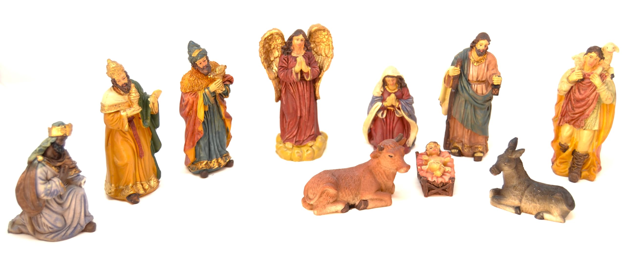 Z1 10 x Weihnachtsfiguren, 12,5 cm, Krippenfiguren, Tiere, Geburt Jesus, 3 Könige, Krippenhandwerk, Gott