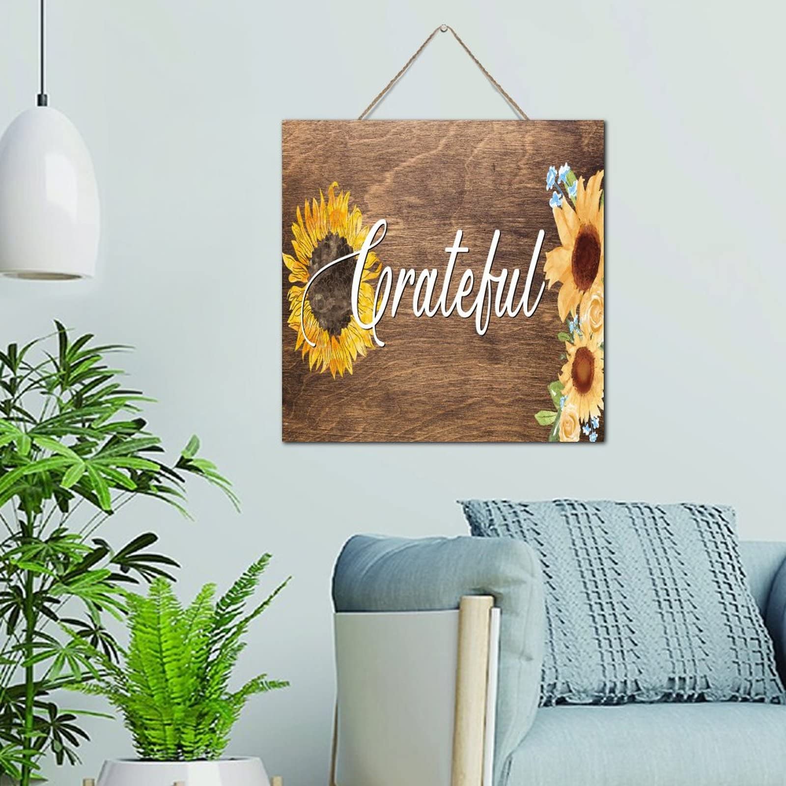 Décoration murale pour buanderie panneau bois tournesol