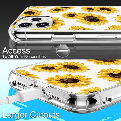 Miniatura 4 de GiiKa Funda para iPhone 11 Pro Max con protector de pantalla, transparente, resistente, floral, para niñas y mujeres, carcasa trasera de