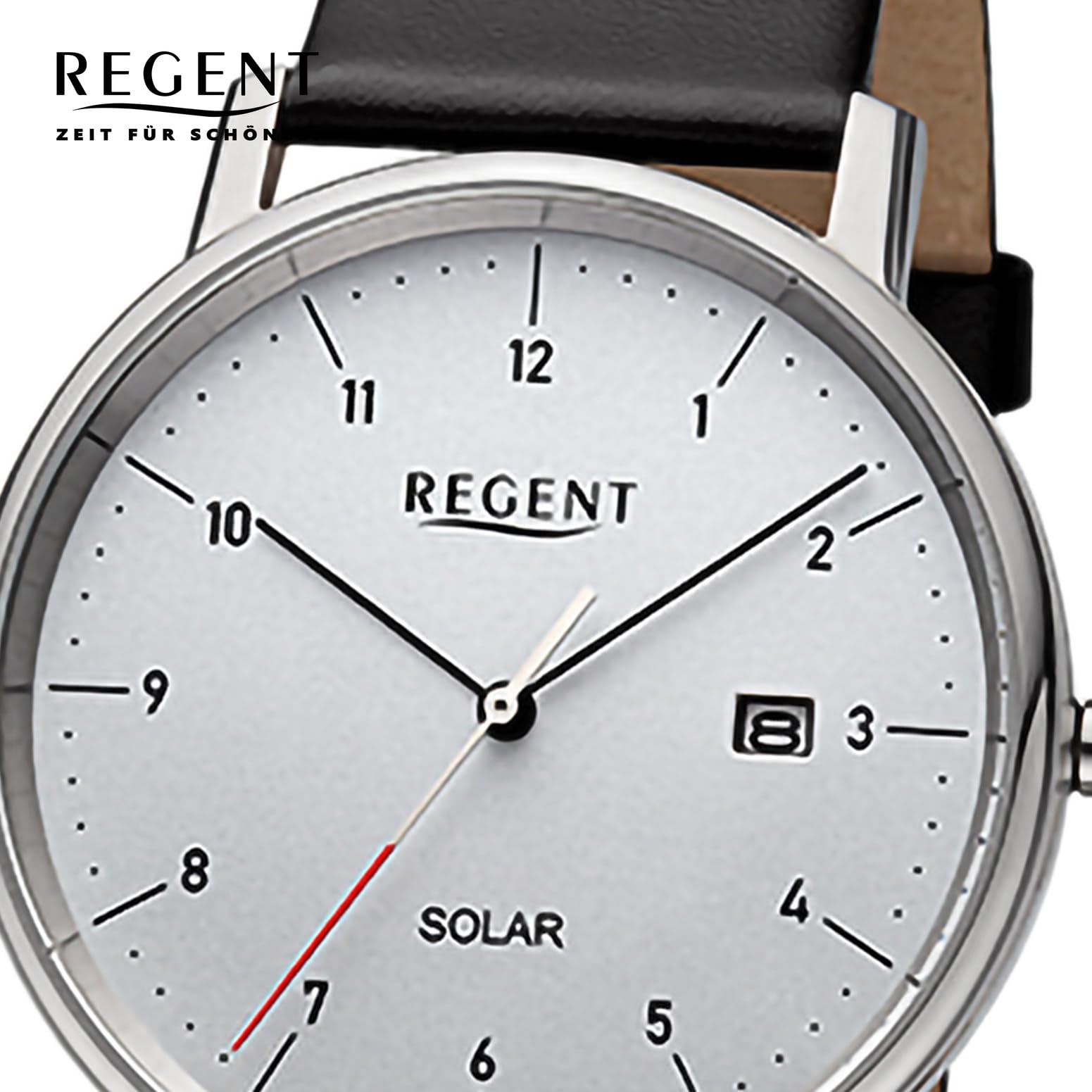 REGENT Herren Solaruhr Analog Lederarmband schwarz URF1546 Analoguhr