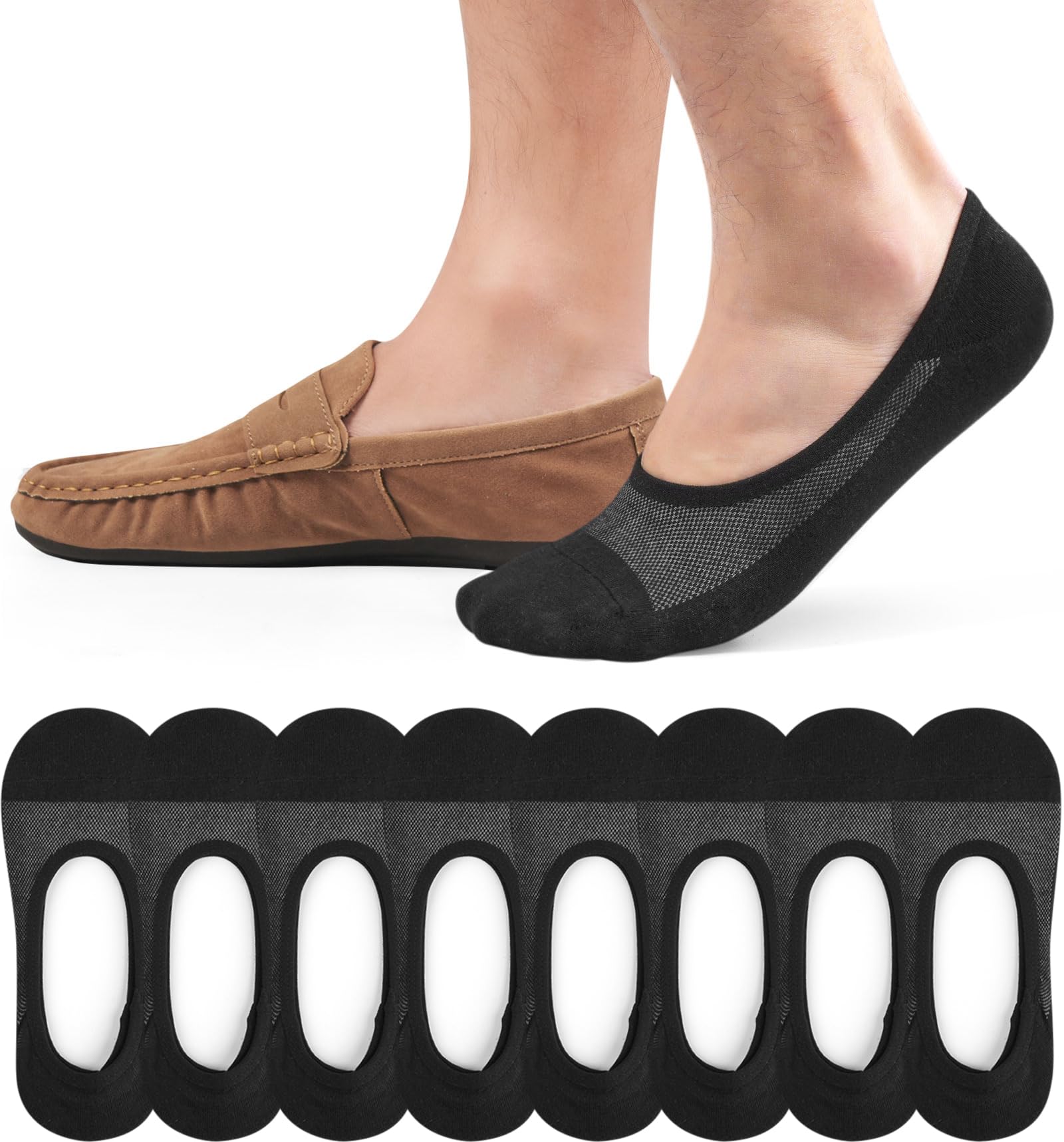 Caldodo Sneaker Socken Herren 43-46 39-42 Füßlinge 8Paar, Sneakersocken Baumwolle Herrensocken Atmungsaktiv, No Show Socken Unsichtbar im Schuh