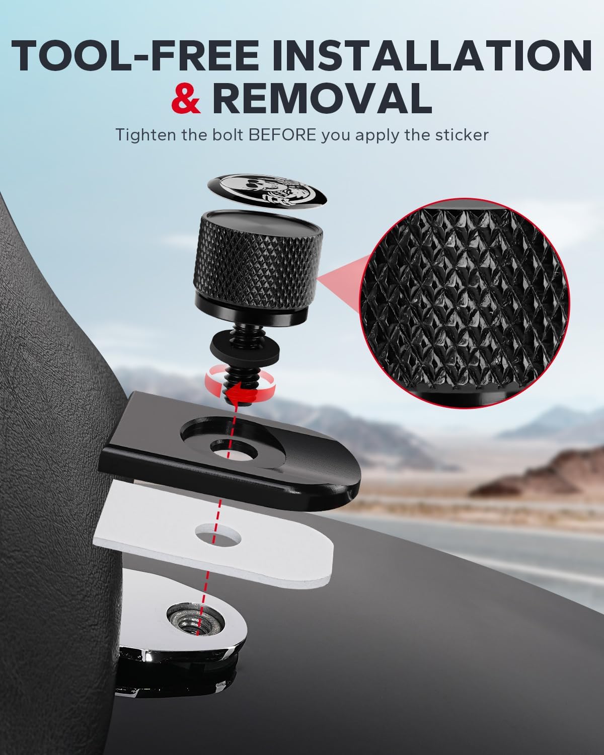 Amazicha Seat Bolt Screw Nut Cover Mount Kit Aluminum Skull Pattern Compatible for Harley Davidson Touring Sportster Softail Dyna 1996-2026 Black