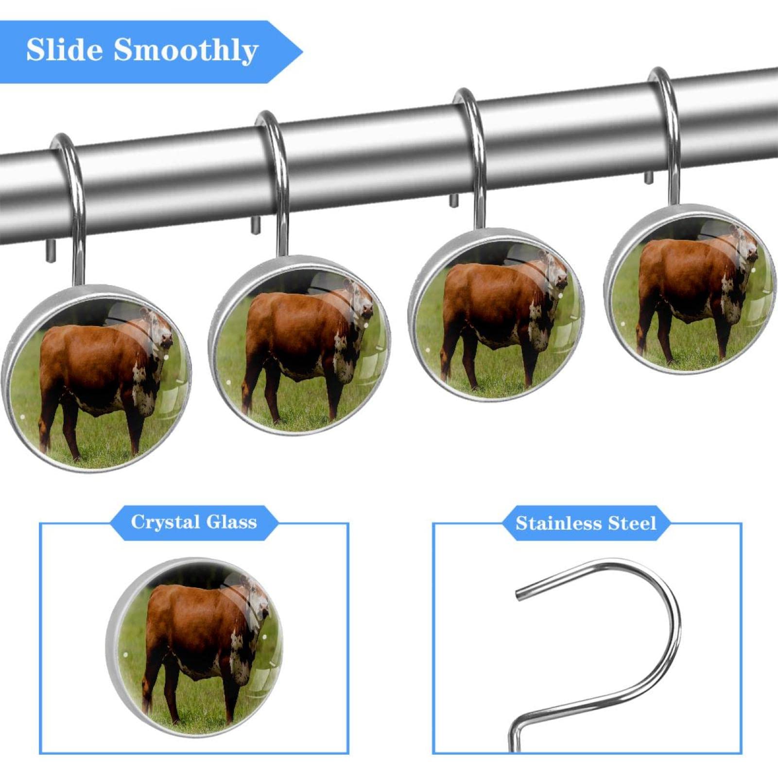 Anelli per tende da doccia, set di 12 ganci decorativi per tende da doccia, anelli appendiabiti in metallo antiruggine per tende da bagno,Marmotta animale