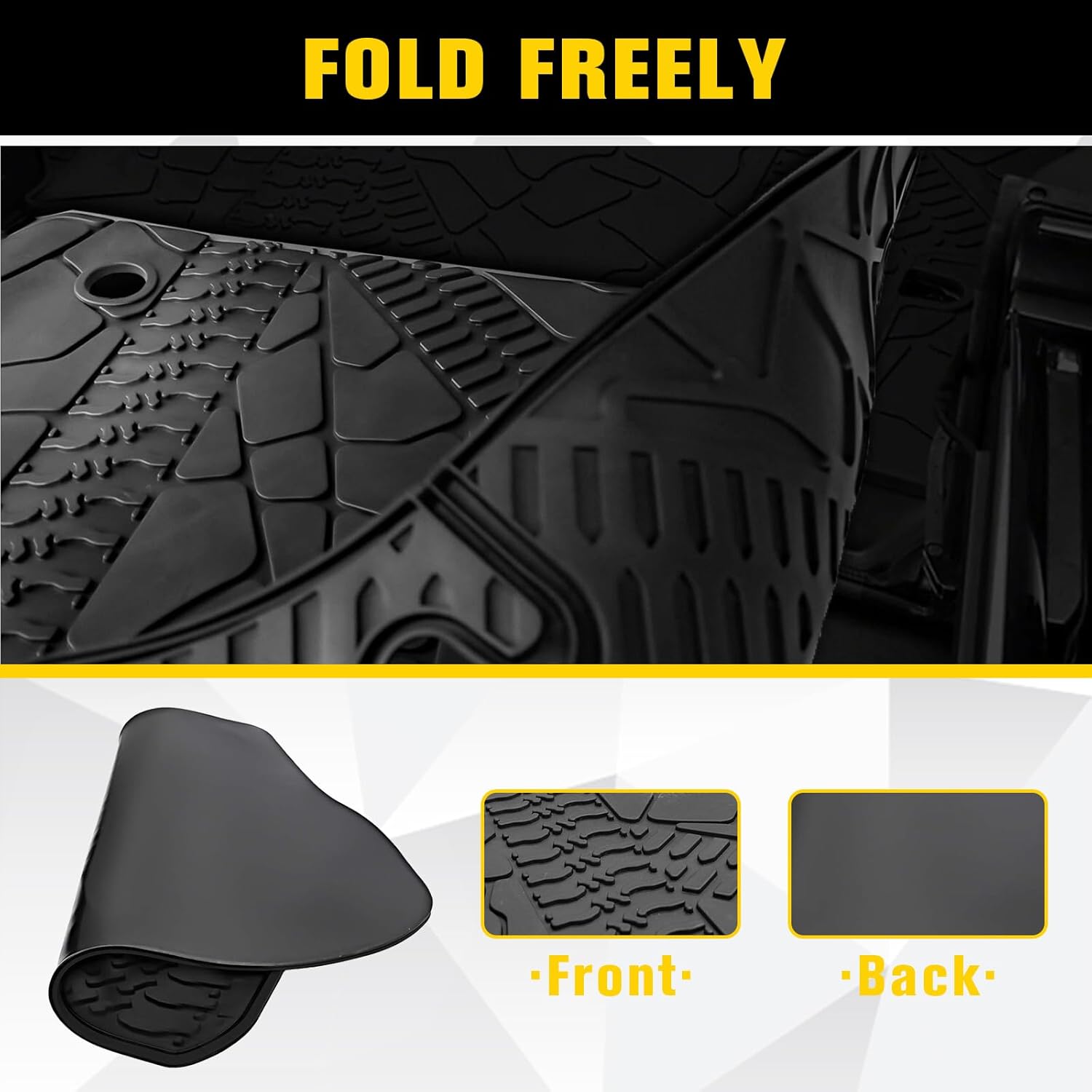 Cargo Mats for Jeep Wrangler JK 4-Door 2007-2018 OEM Replacement 82213184, Heavy Duty TPE Trunk Mat Cargo Liner, Rear Trunk Tray Cargo Liner All-Weather Protection, Black