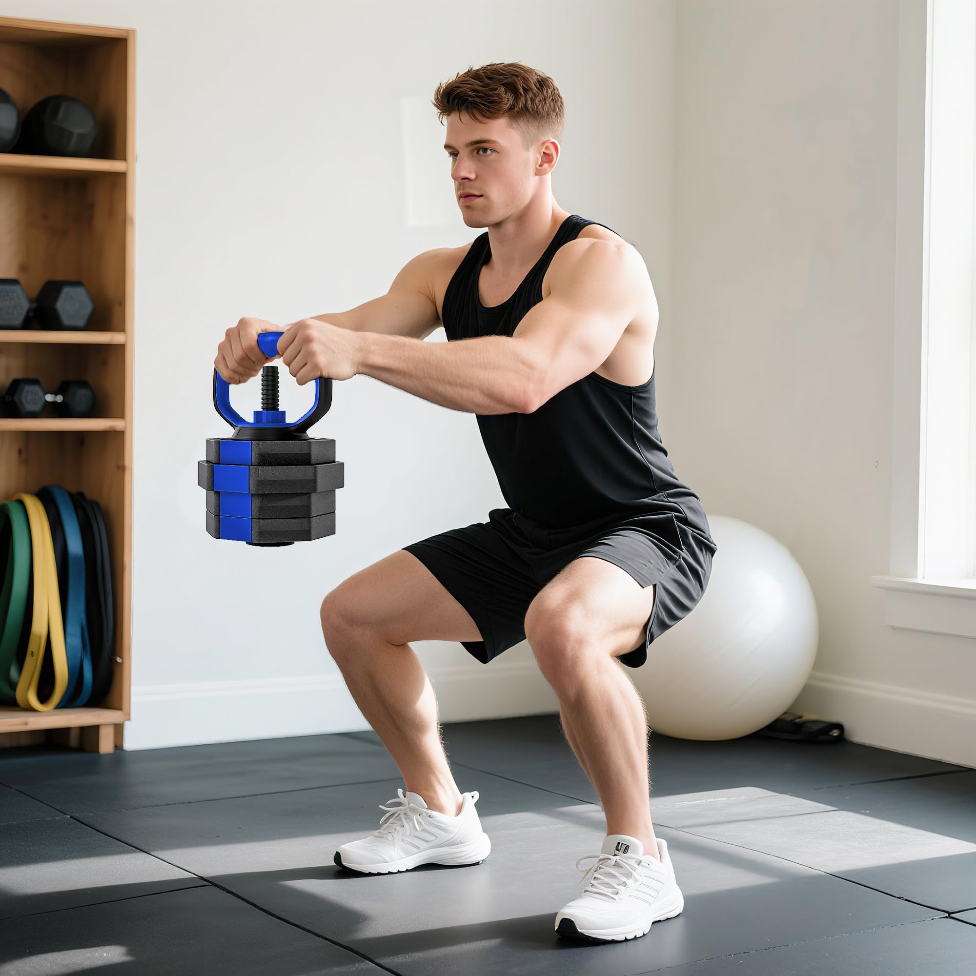 SPORTNOW Set Pesi da Palestra 6 in 1 da 20kg Totali in Plastica e Sabbia, Set Manubri Regolabili Utilizzabile come Kettlebell, Manubri, Bilanciere e Supporto per Flessioni, Allenamento a Casa