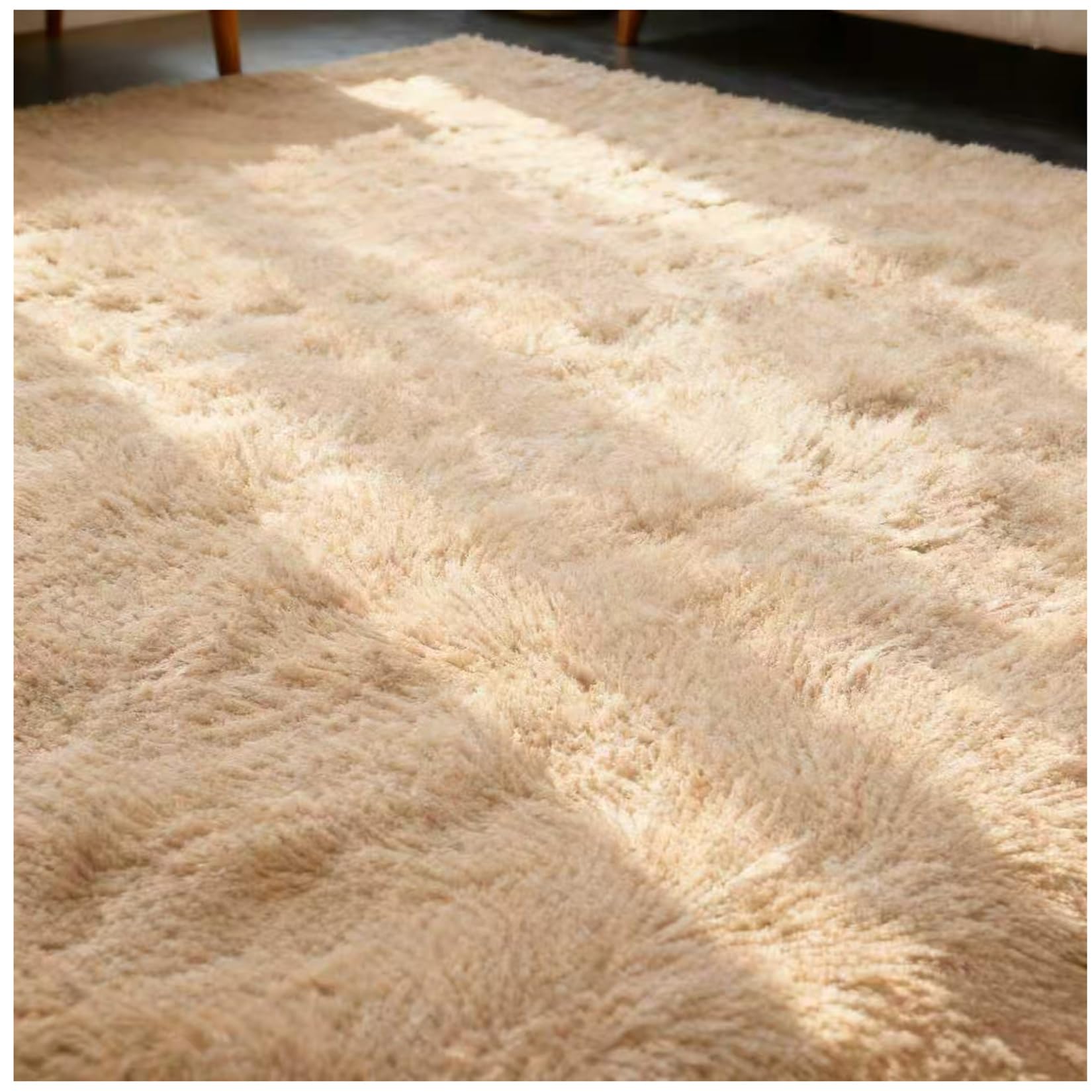 Tapis chambre 165 x 130 beige HOCEDO salon antidérapant poil ras