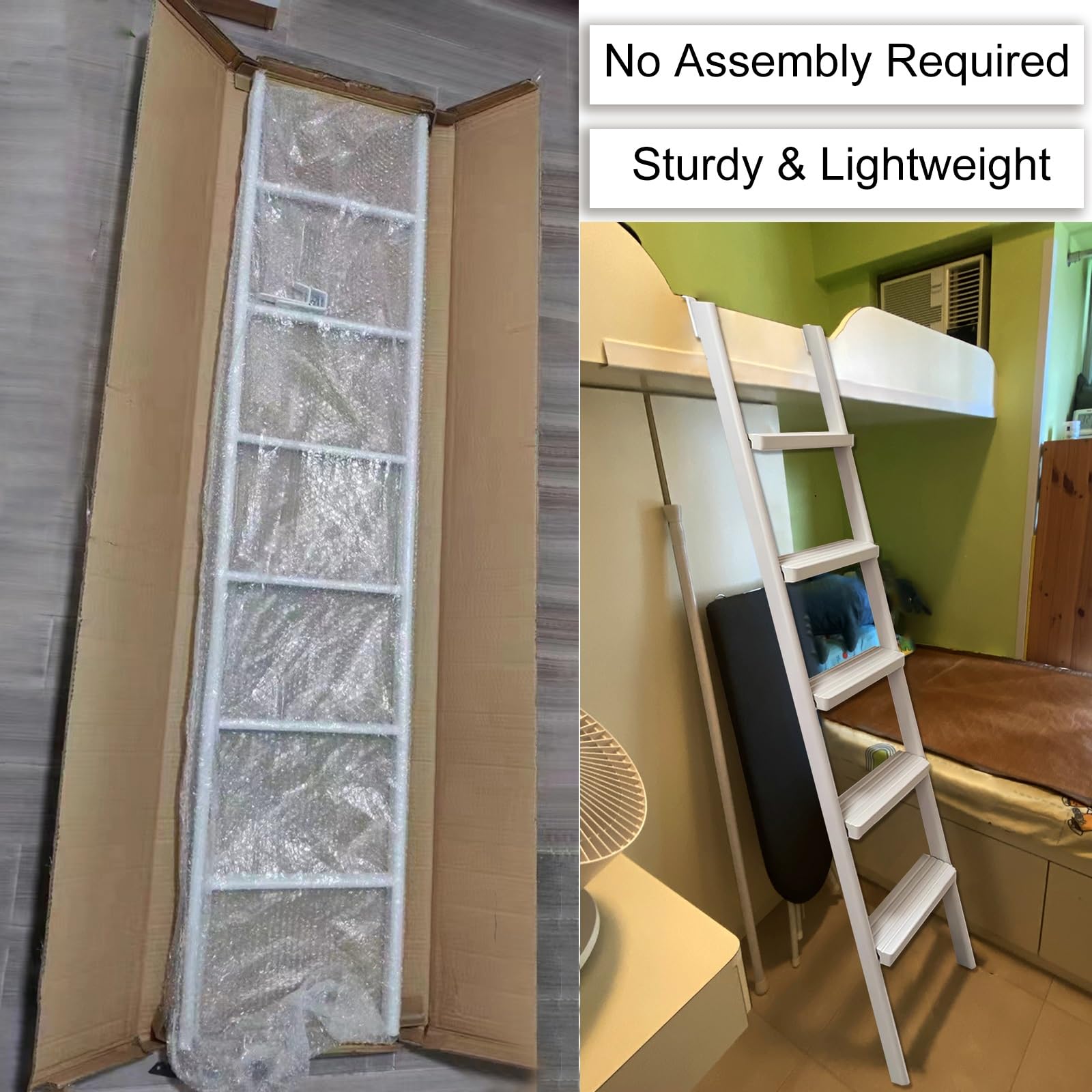 Escalera de Repuesto para literas con asa y peldaños Anchos, Escalera metálica Antideslizante para Camas de autocaravanas.