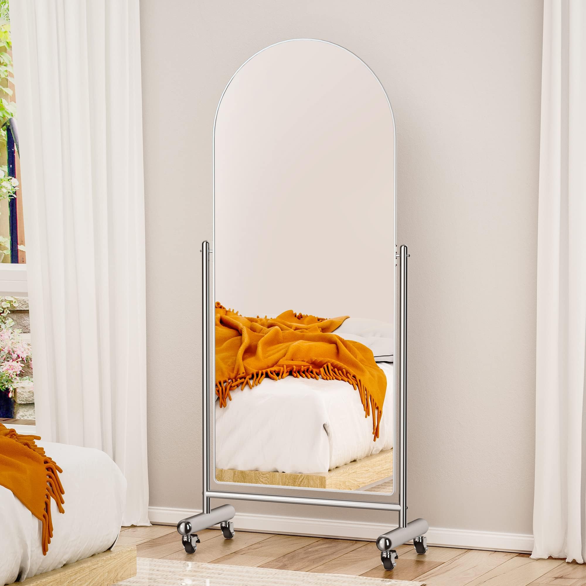 AISUNDY Swivel Adjustable Full Length Mirror on Wheels