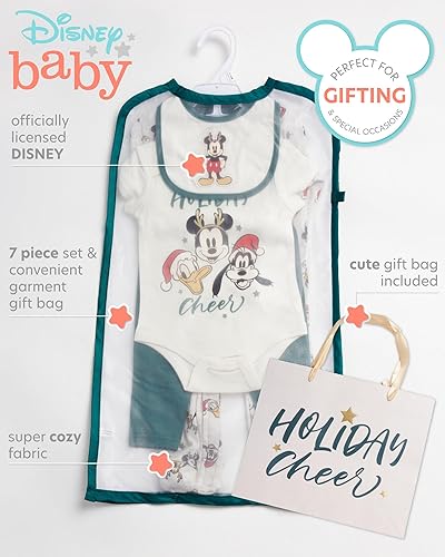 Miniatura 2 de Disney Juego de regalo de 7 piezas para bebés niños y niñas, diseño de Mickey Mouse, Winnie the Pooh y Minnie Mouse (talla 0-6M)