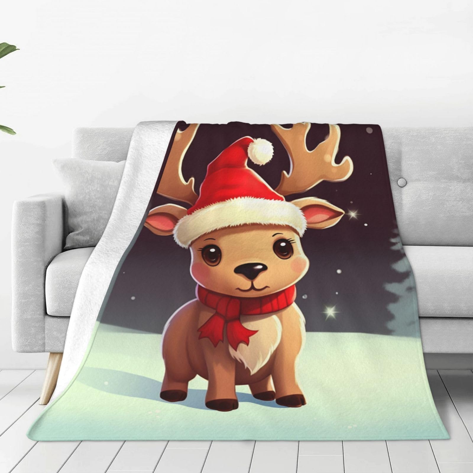 Couverture Noël en flanelle 150x130 plaid renne lit et canapé