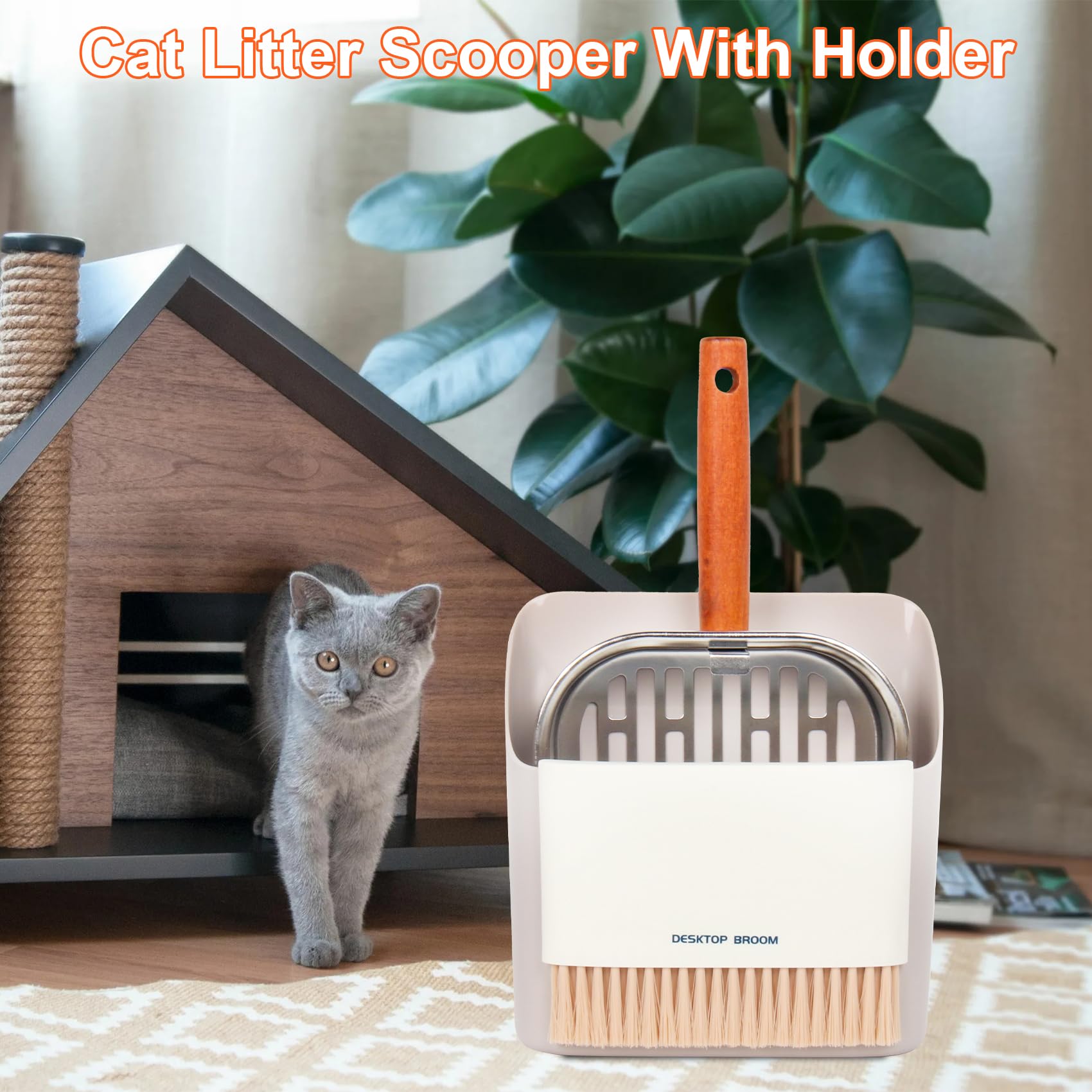 Stainless Steel Cat Litter Scoop with Holder, Kitty Poop Scooper Stand for Litter Box, Fast Sifting Non-Stick Cat Poop Scooper with Coarse and Fine Grids for All Litter Pan, Green - image 7