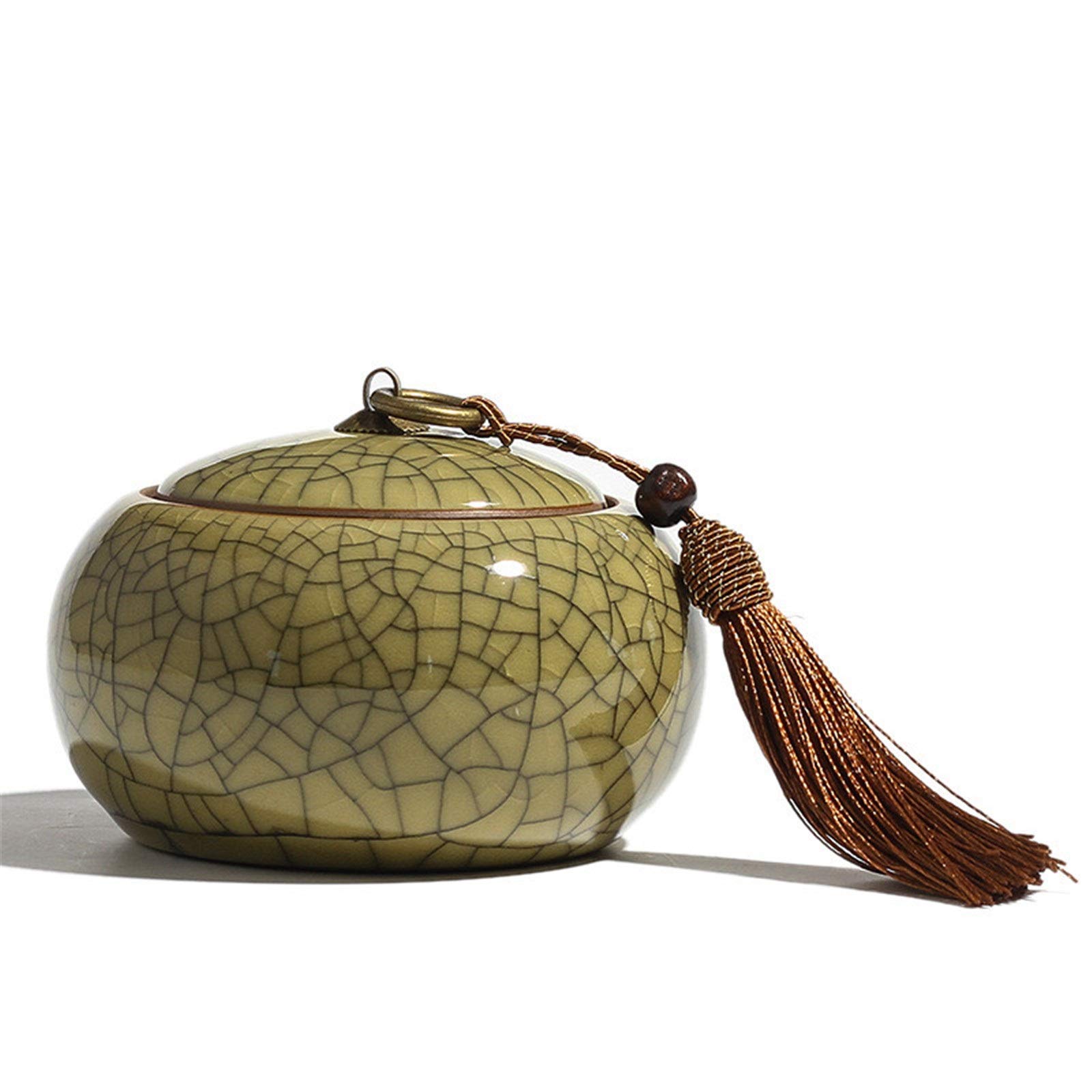FZYOZZDPASL Ceramic Tea Canister Creative Celadon Sealed Tea Cans Ceramic Storage for Coffee, Spices(Yellow)