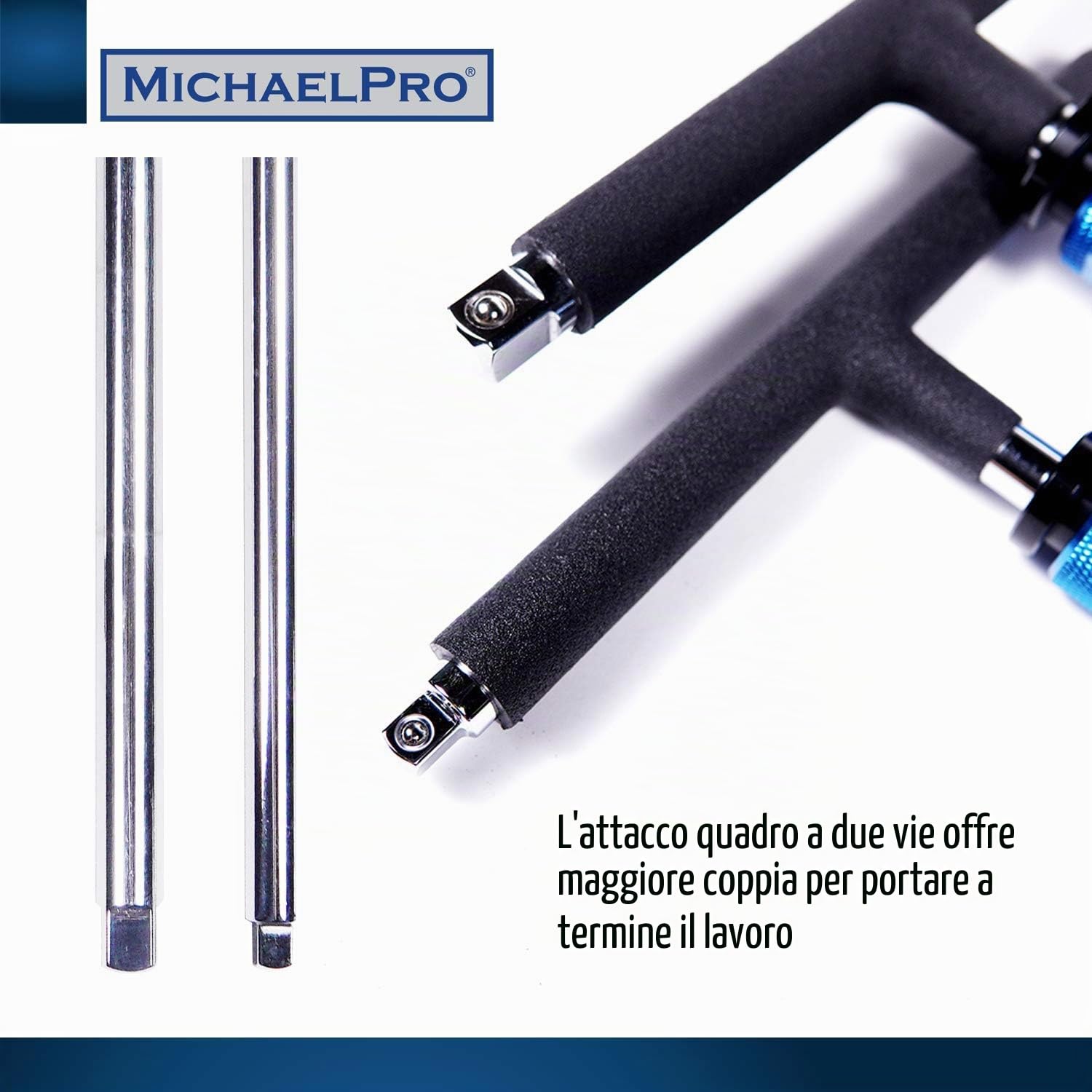 MichaelPro MP009015 Set di Chiavi a T da 1/4'' e 3/8'' - Impugnatura Regolabile e 2 Estremità - Giramaschi a Cricchetto con Impugnatura Girevole a 3 Livelli - Attrezzi da Lavoro con Design Brevettato