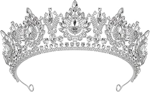 SWEETV Tiara barroca para mujer, tiara de boda para novia, accesorio para el cabello de fiesta de cumpleaños de Halloween, fiesta de cumpleaños