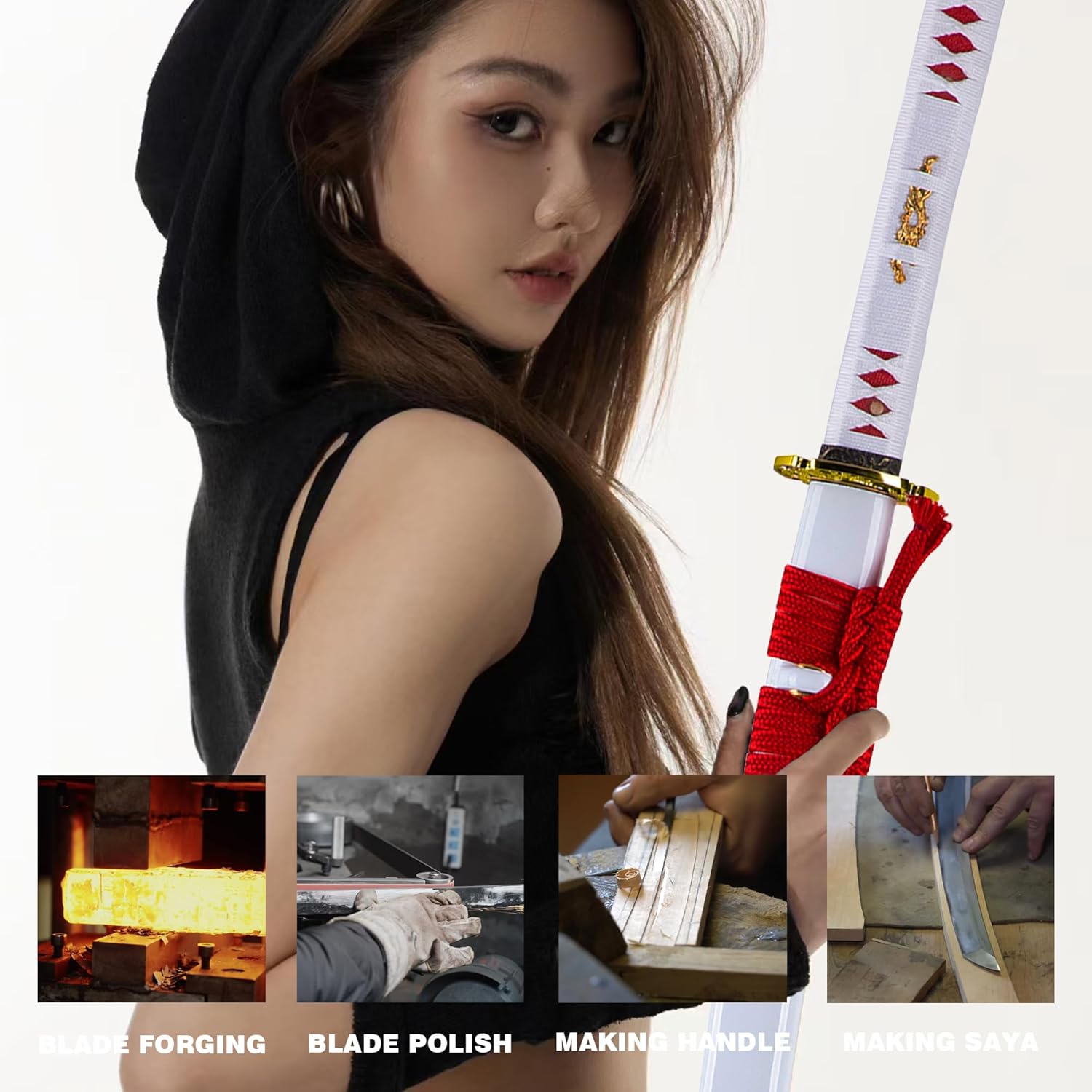 Katana Sword Real Rayskin Hardwood Saya Handmade Japanese Samurai Sword Can Chop Bamboo - Image 4