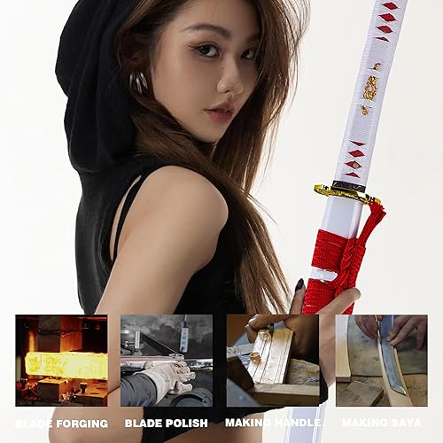 Miniatura 4 de OKSs Katana Espada Real Rayskin Saya - Espada samurái japonesa hecha a mano para cortar bambú