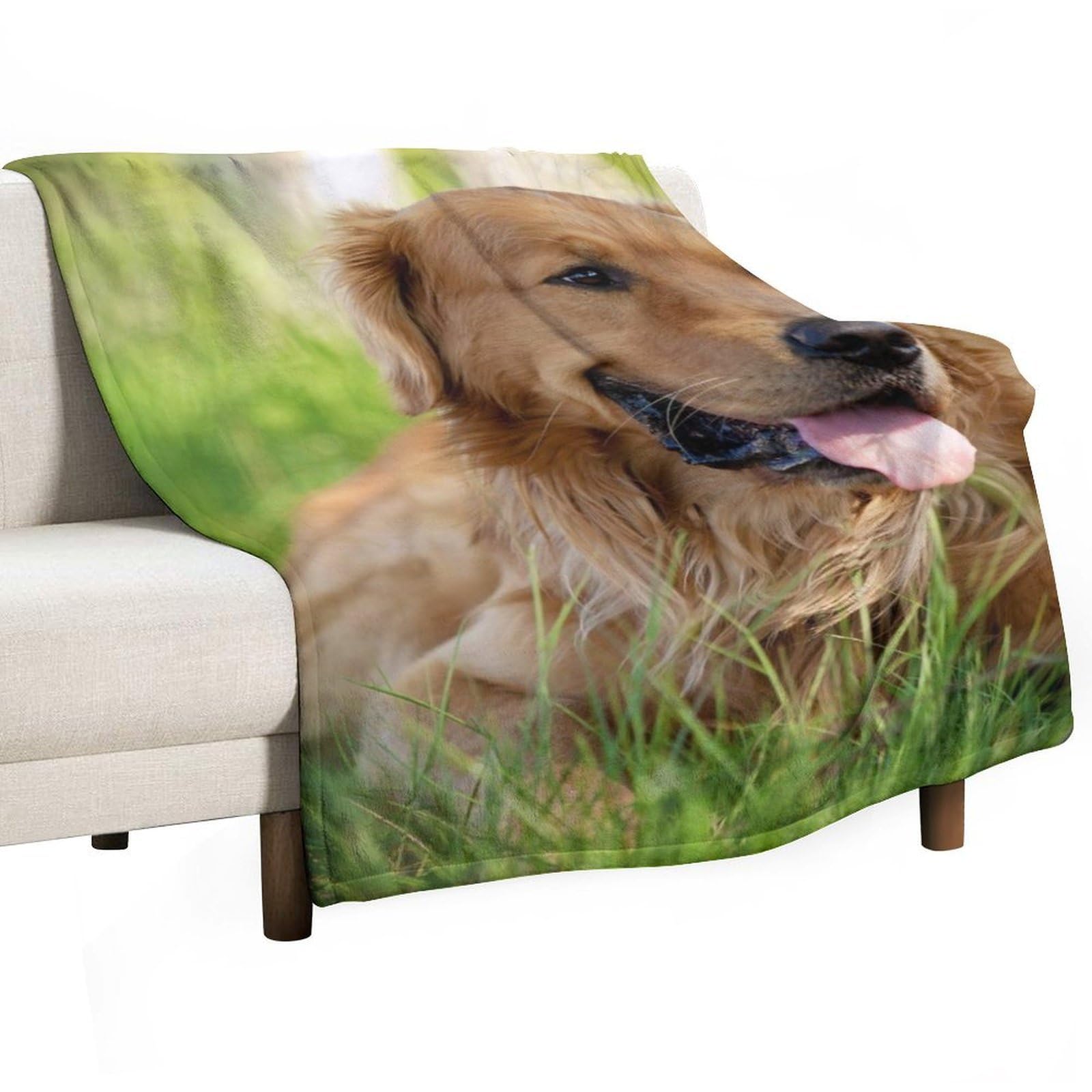 MHYRAC Flannel Blanket, Dog Golden Retriever Throw Blanket for Couch Sofa Bed Office, Soft And Comfortable Without Pilling
