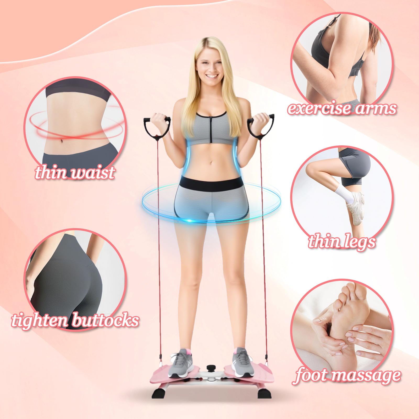 Twist Disque de Taille avec Corde de Traction, Disque de Torsion Fitness pour les Femmes Appareil Taille, Exercices pour les Hanches Abdominaux Entraîneur pour Entraînement à Domicile