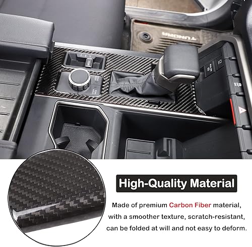 Miniatura 3 de Aunginsy Cubierta de panel de palanca de cambios de control central, compatible con Toyota TundraSequoia 2022-2024 de fibra de carbono real, panel