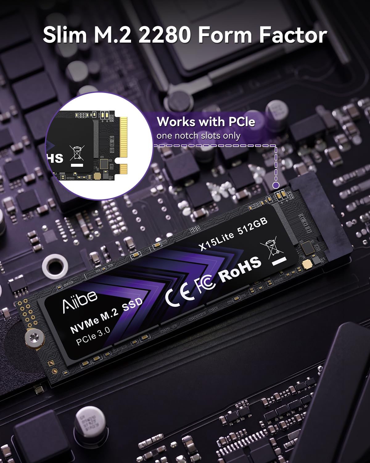 Aiibe Unidad interna de estado sólido NVMe M.2 de 512 GB, NVMe PCIe 3.0, 512 GB, velocidades de lectura de hasta 1800 MB/s para laptop, PC, juegos, edición de video