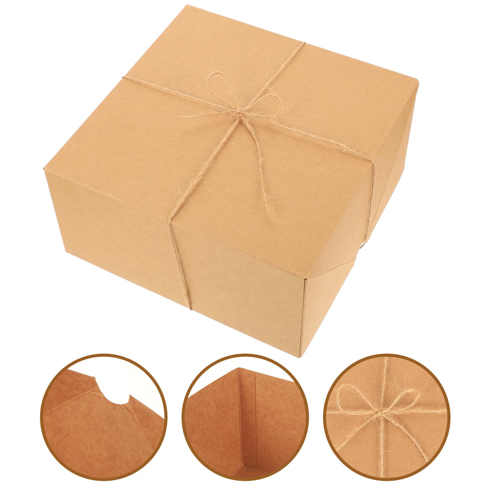 VICASKY 6 pezzi Scatole Regalo Kraft Confezioni Decorative Quadrate in Carta Kraft per Bomboniere Packaging Dolci e Regali Eleganti